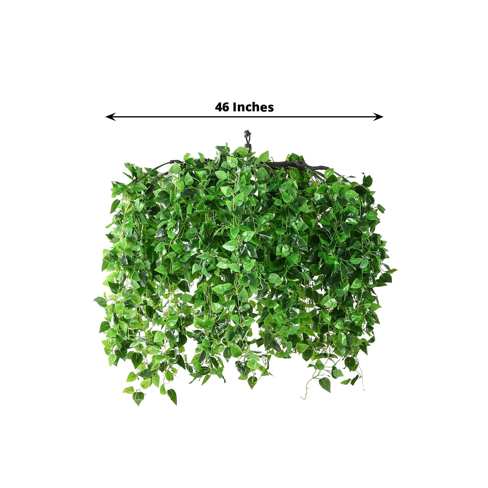 Green Artificial Ivy Leaves Hanging Flower Chandelier, Round Draping Eucalyptus Garland Vines Canopy with Interchangeable Branches - 46" - Image 2
