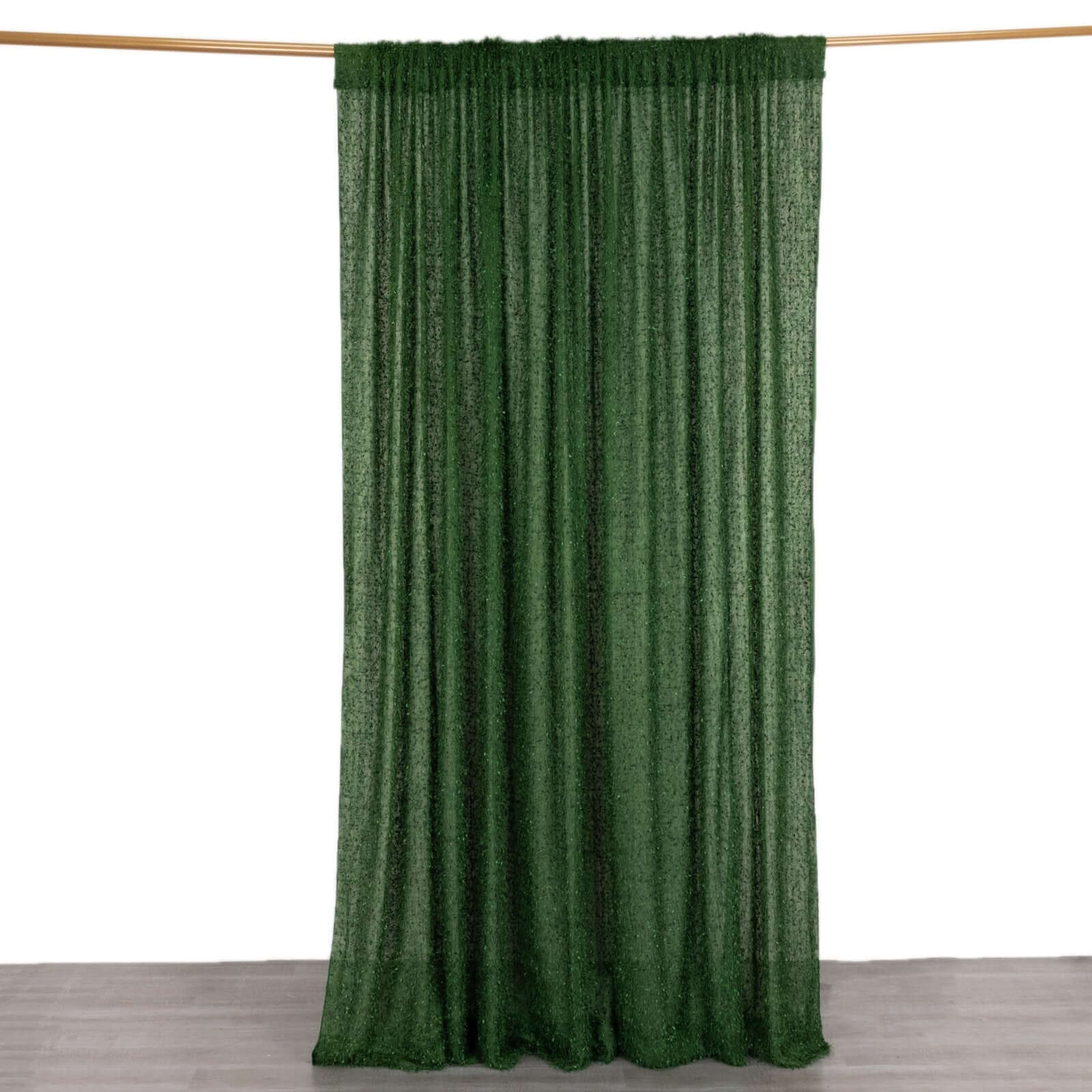 Green Fringe Shag Polyester Backdrop Drape Curtain, Minky Fabric Event Divider Panel - 8ftx8ft - Image 6