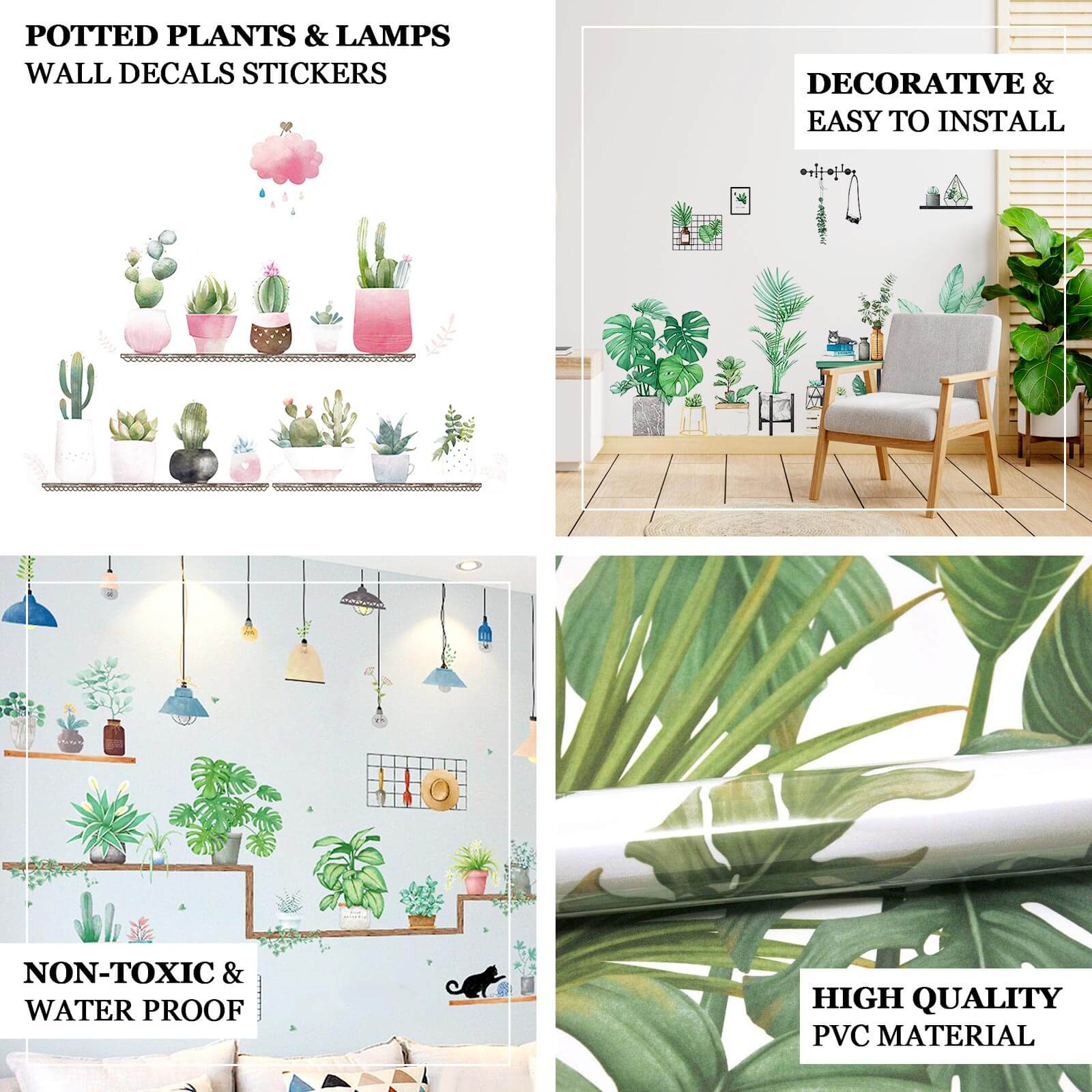 Green Potted Plants/Planters Wall Decals, Peel and Stick Decor Stickers - Image 4