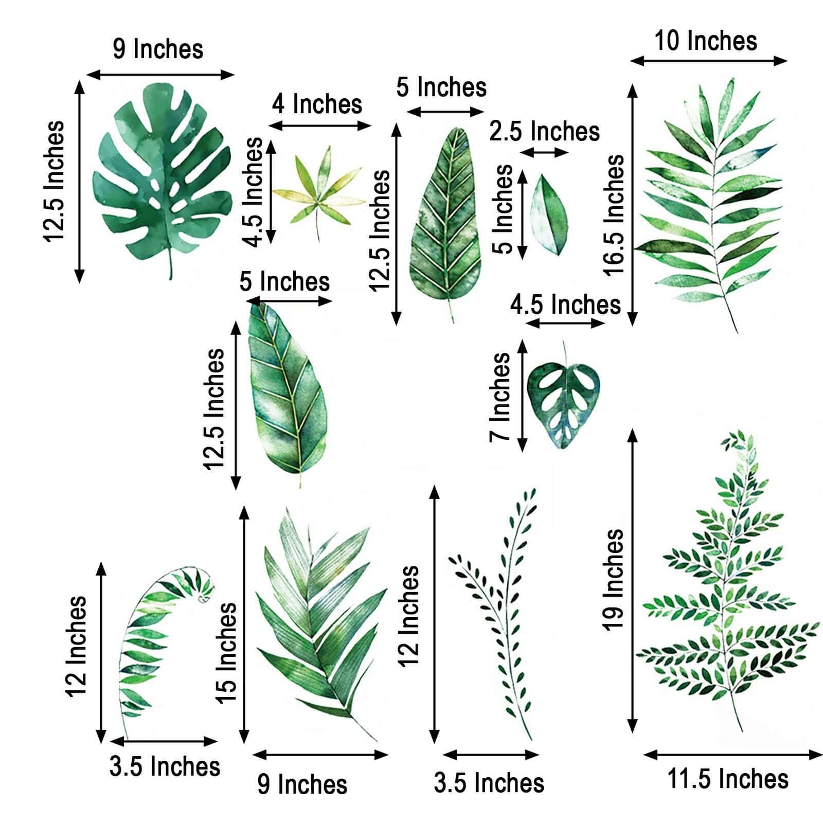 Green Tropical Assorted Leaves Wall Decals, Plant Peel Removable Stickers - Image 3
