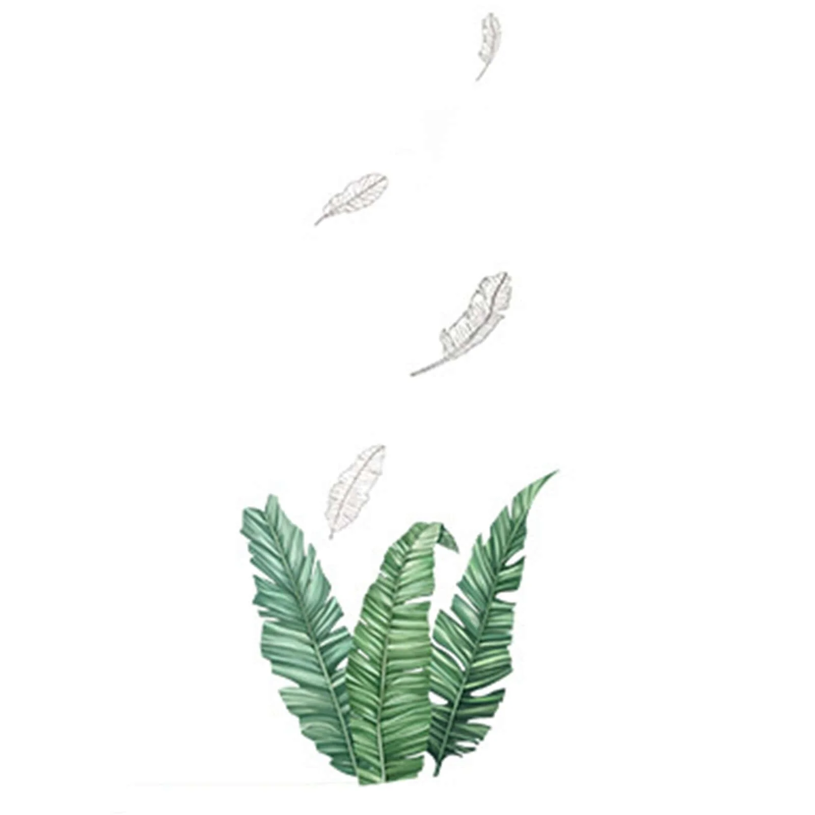Green Tropical Banana Leaves Wall Decals, Plant Peel Removable Stickers - Image 2