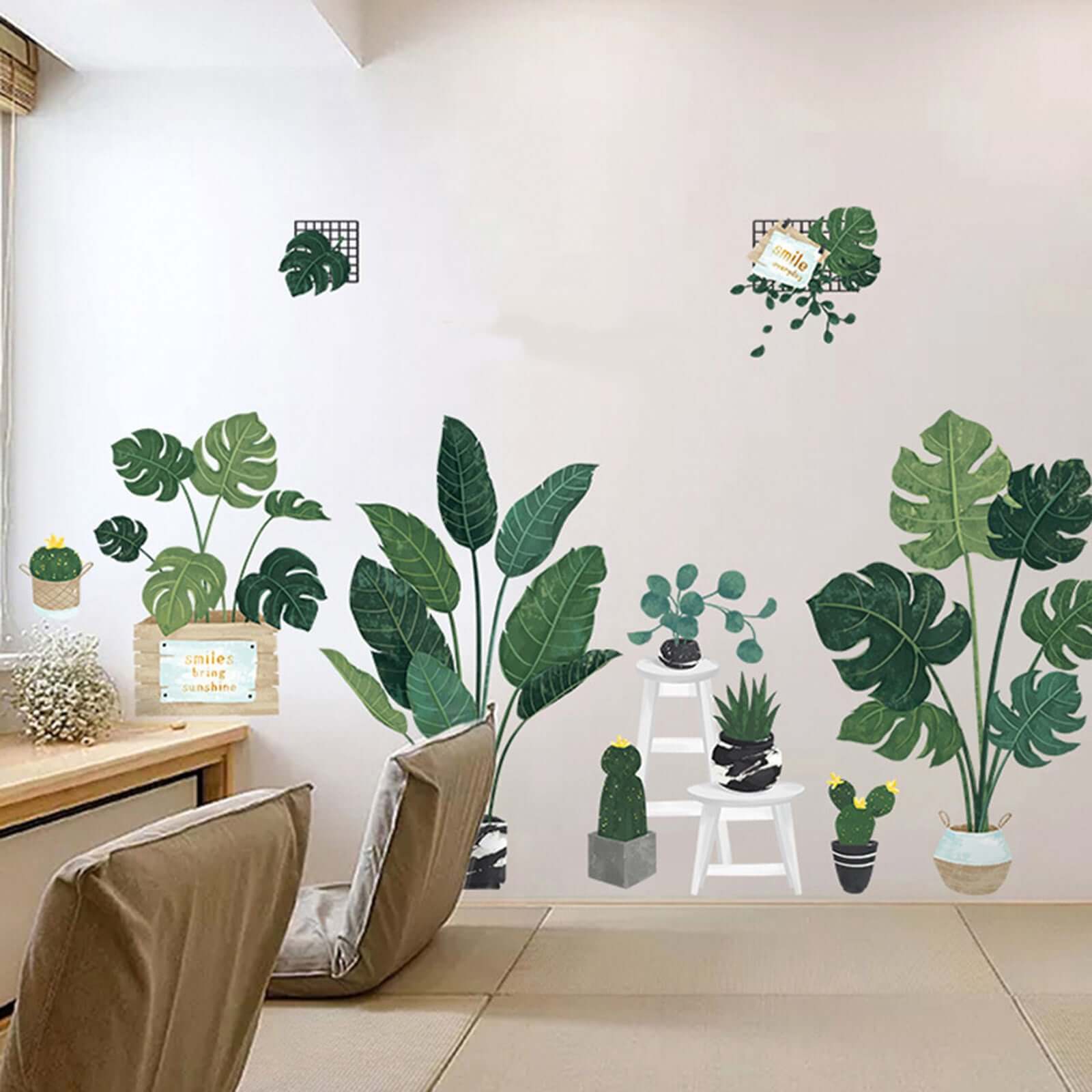 Green Tropical Potted Plants/Planters Wall Decals, Peel and Stick Decor Stickers - Image 2