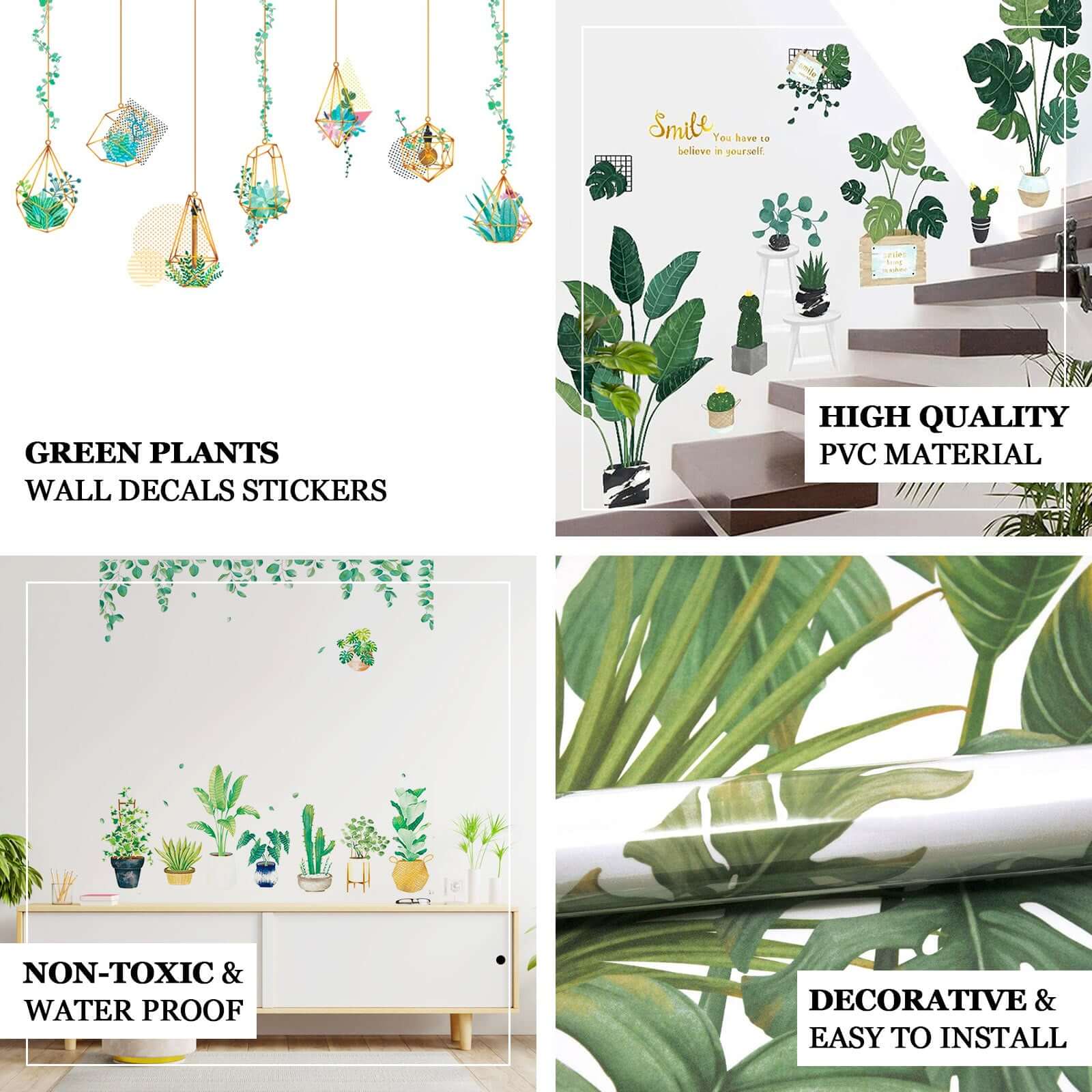 Green Tropical Potted Plants/Planters Wall Decals, Peel and Stick Decor Stickers - Image 4