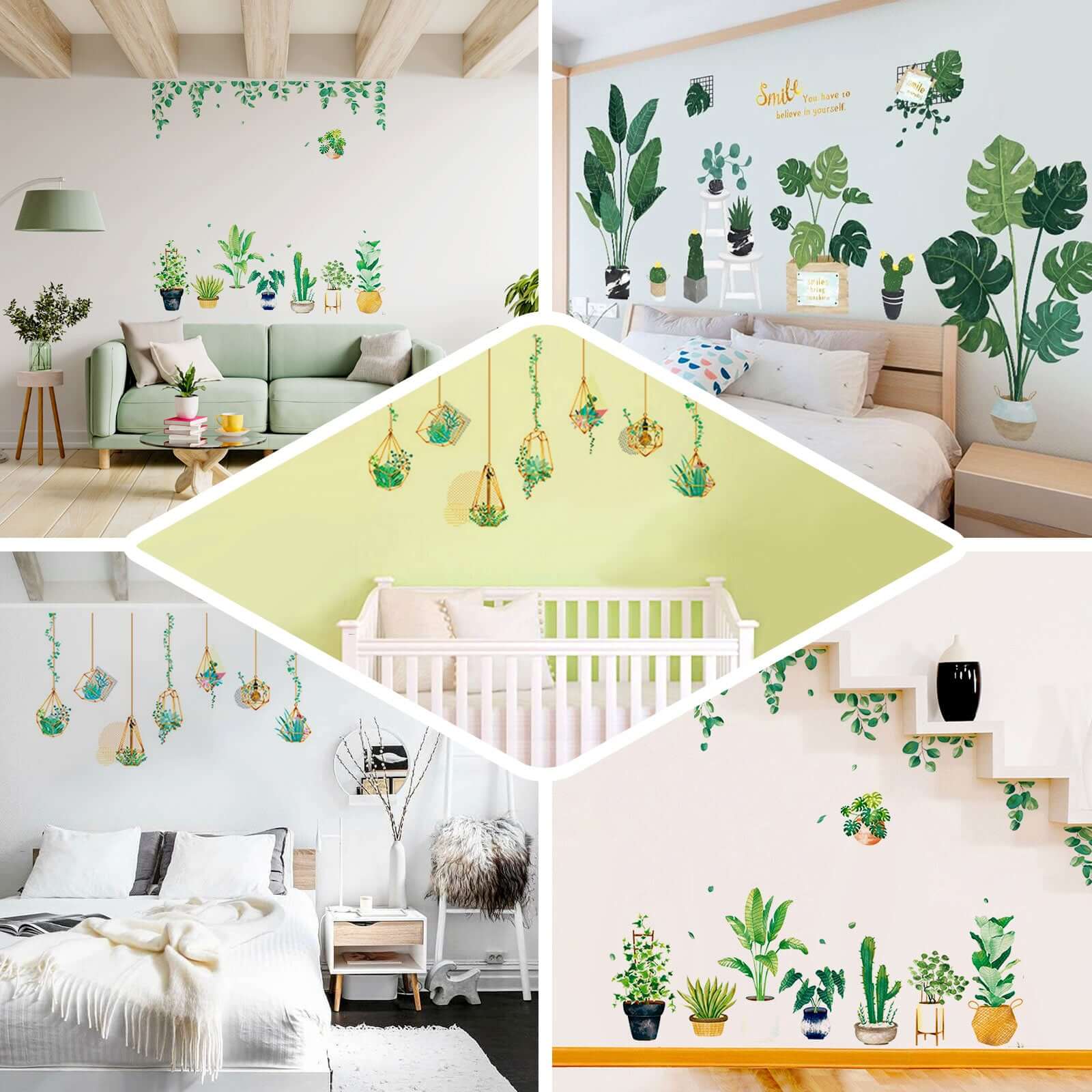 Green Tropical Potted Plants/Planters Wall Decals, Peel and Stick Decor Stickers - Image 5