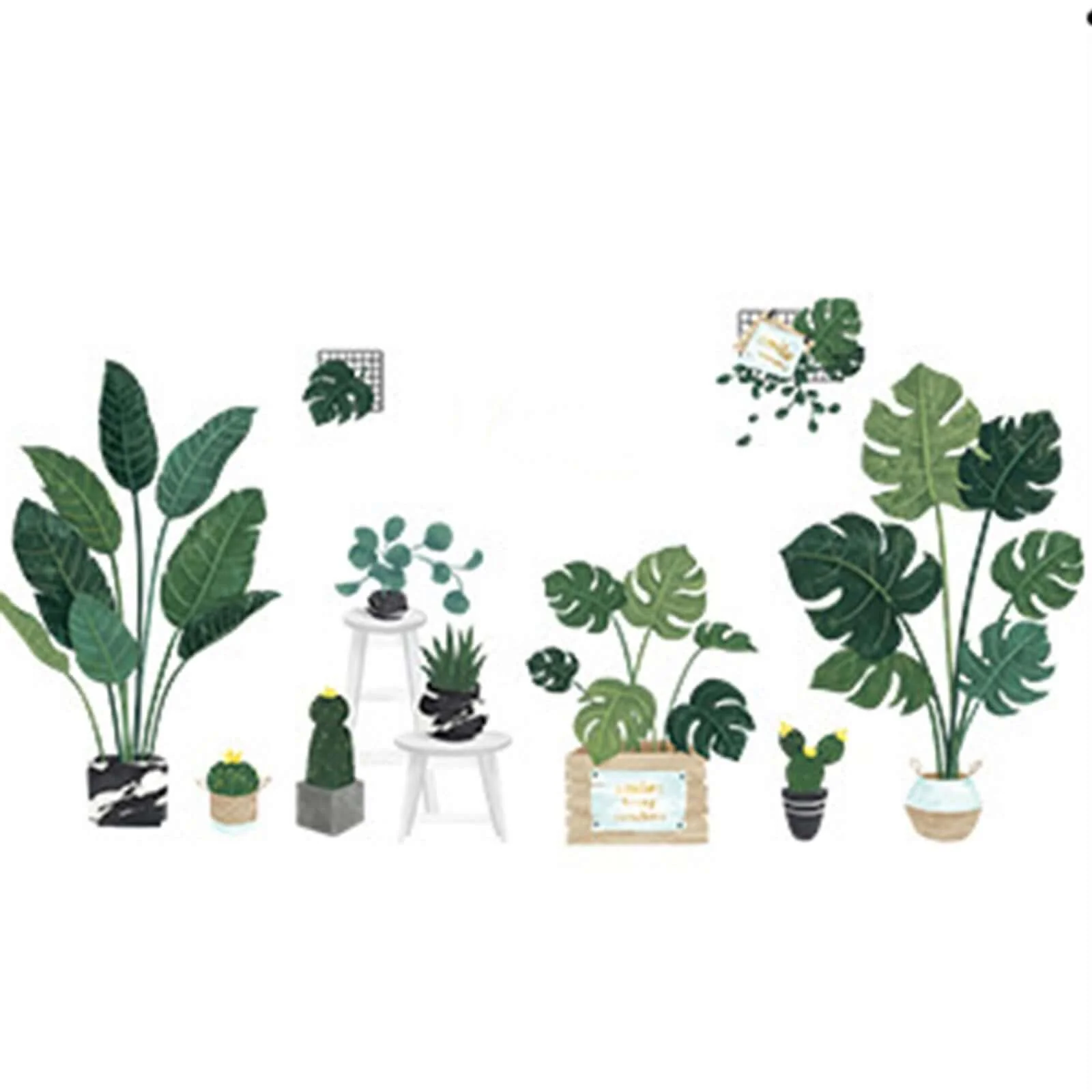 Green Tropical Potted Plants/Planters Wall Decals, Peel and Stick Decor Stickers - Image 6