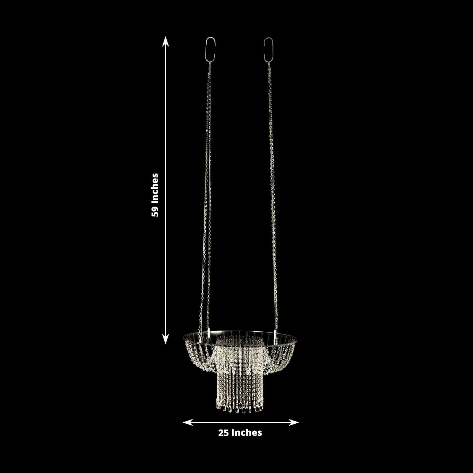 Acrylic Hanging Chandelier Cake Stand 25" Round with Crystal Drapes - Suspended Wedding Cake Swing with 5ft Steel Wire Chains - Image 3