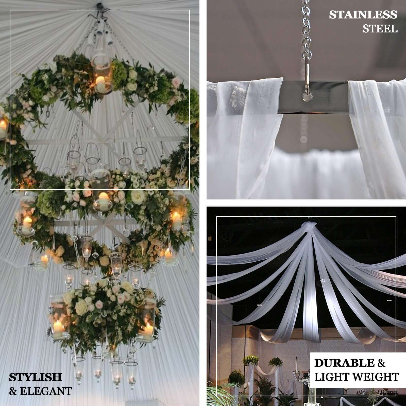 Hanging Hoop Ring Drapery Hardware For 8-Panel Ceiling Draping and FREE Tool Kit - 24" - Image 4