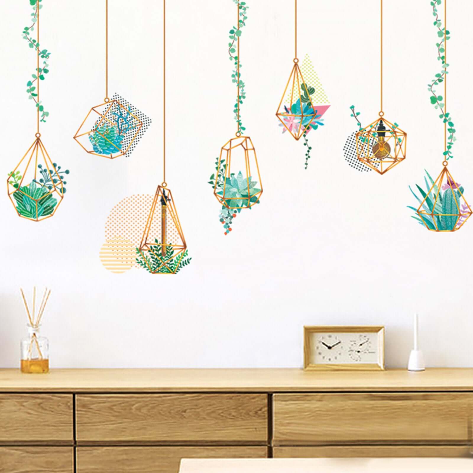 Hanging Terrarium Plants Bulbs Wall Decals, House Garden Peel and Stick Stickers - Image 2