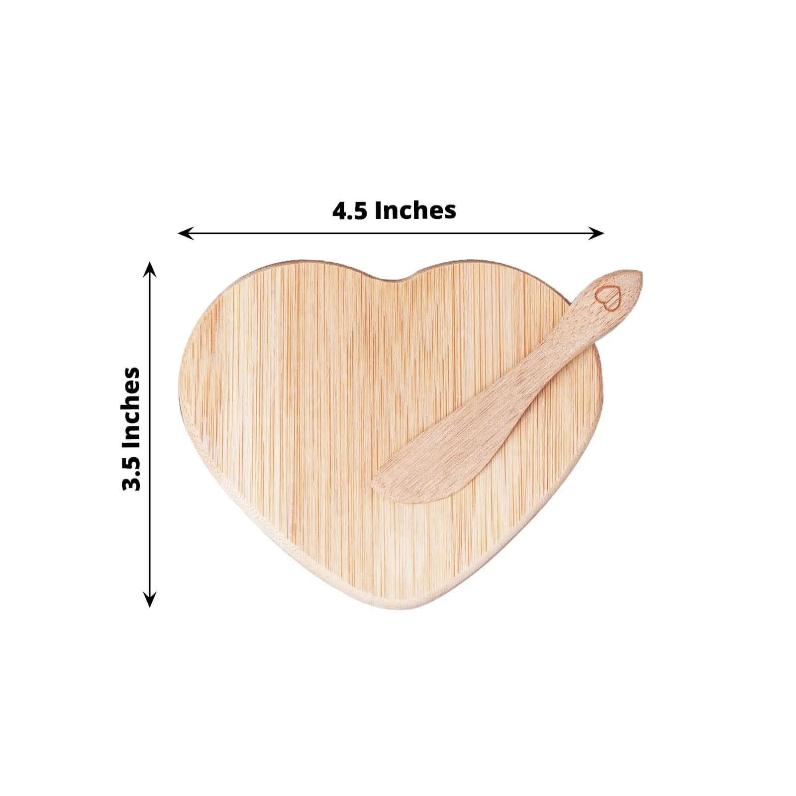 Heart Shaped Bamboo Brie Cheese Board and Knife Set Party Favor with Clear Gift Box, Ribbon & Thank You Tag - Image 3