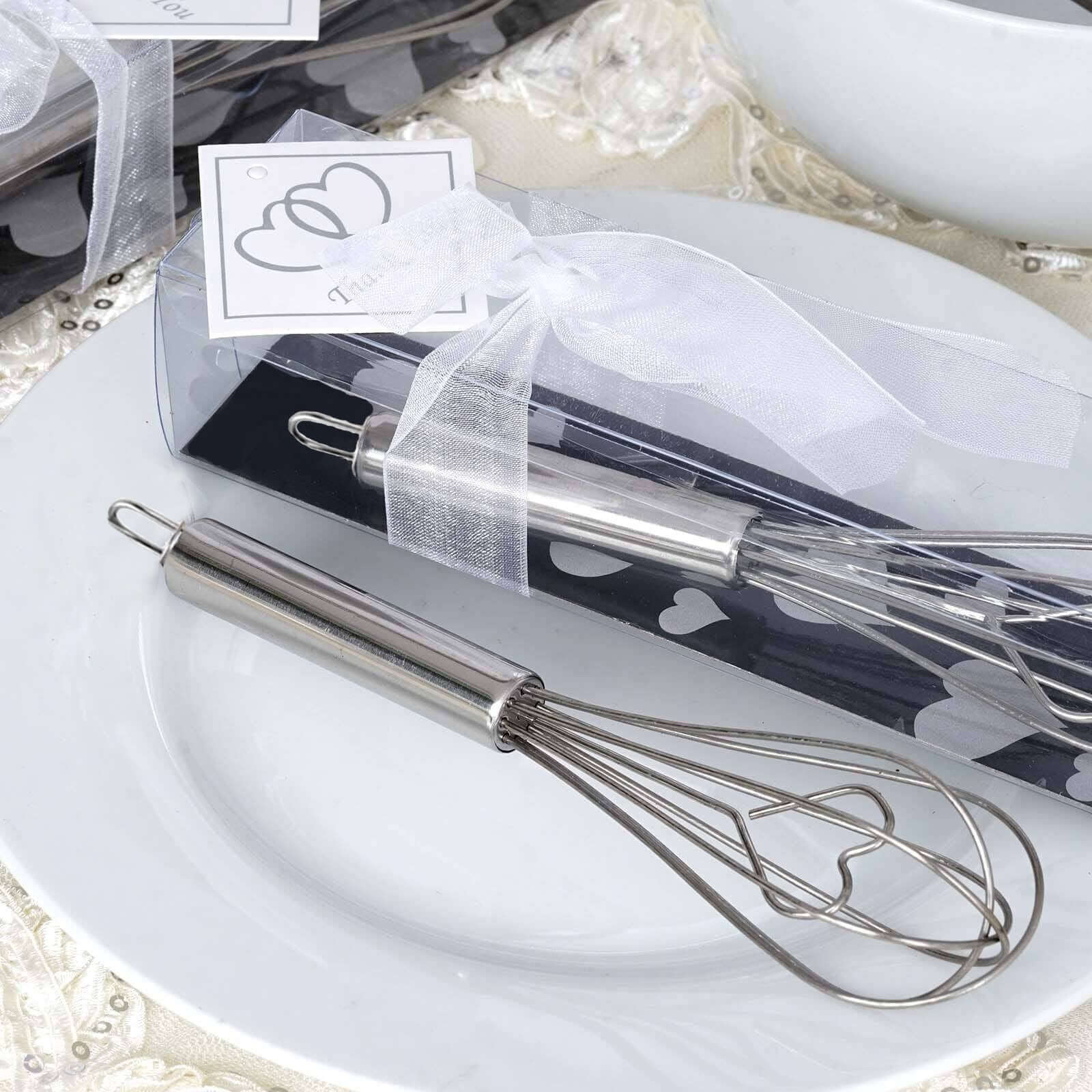 Heart Shaped Stainless Steel Whisk Party Favor With Free Gift Box, Ribbon & Thank You Tag - Image 2