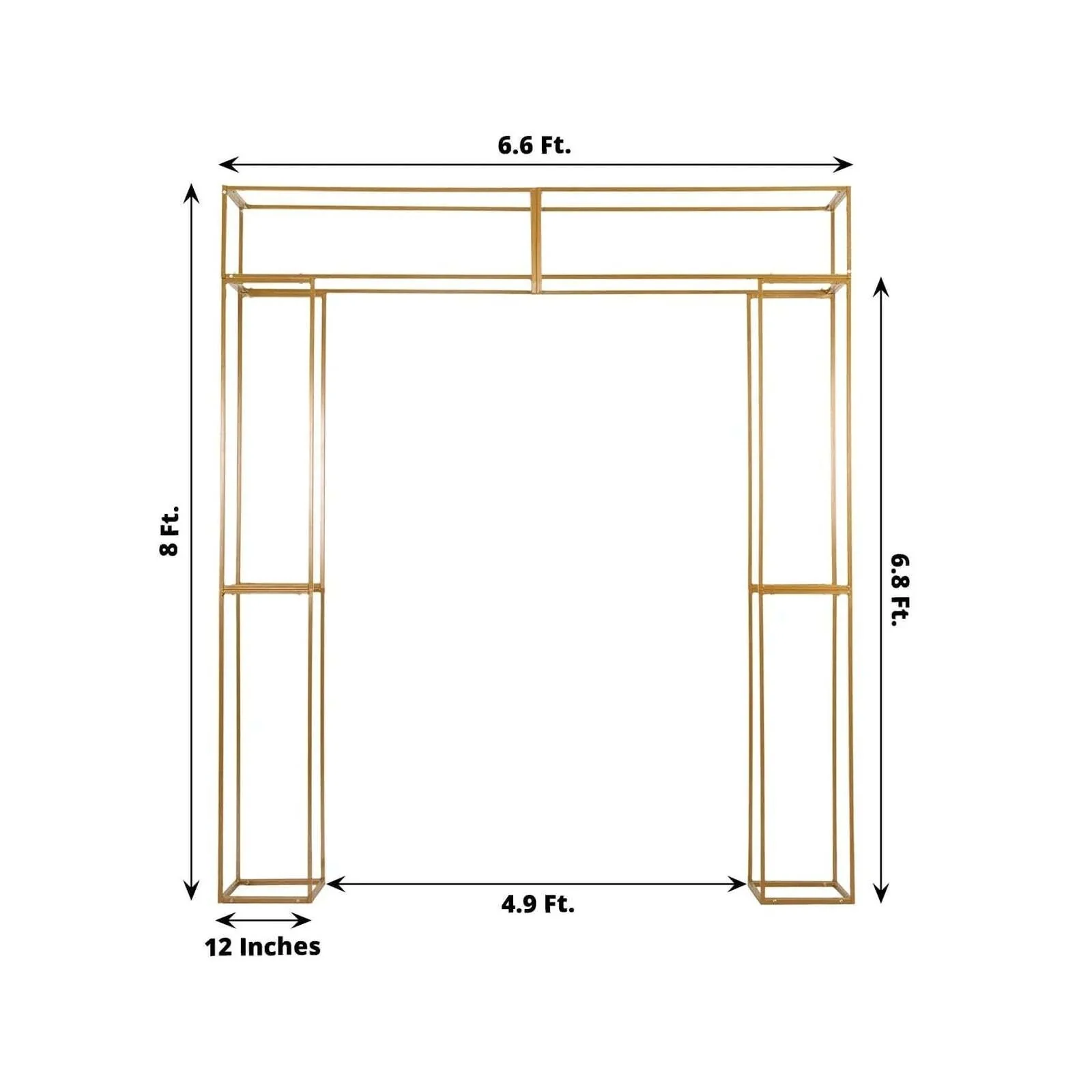 Heavy Duty Gold Metal 3D Rectangular Wedding Arch, Floral Balloon Frame Backdrop Stand - 8ft - Image 3