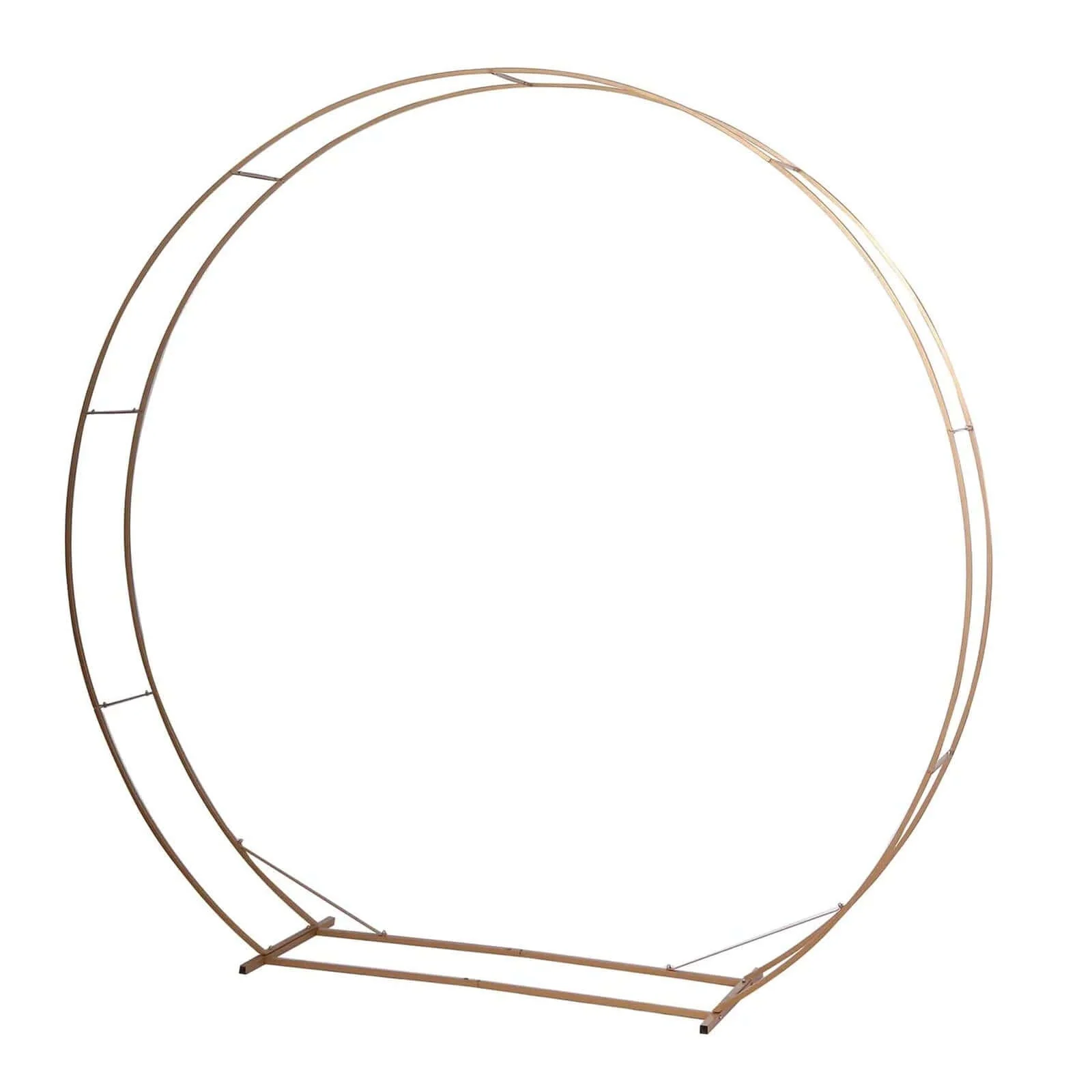 Heavy Duty Gold Metal Double Hoop Wedding Arch Photo Backdrop Stand, Round Wedding Arbor Floral Balloon Frame - 7.5ft - Image 6