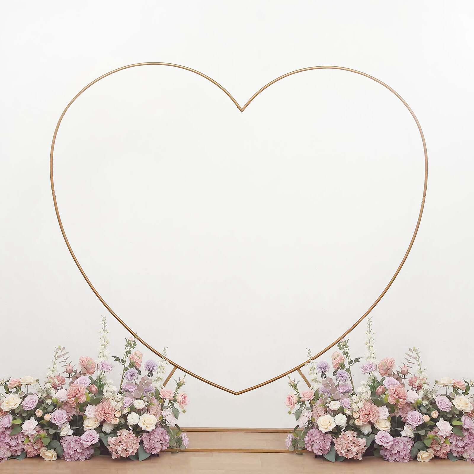 Heavy Duty Gold Metal Heart Shape Wedding Arch Photo Backdrop Stand, Floral Balloon Frame with Sturdy Rectangular Base - 7ft - Image 7