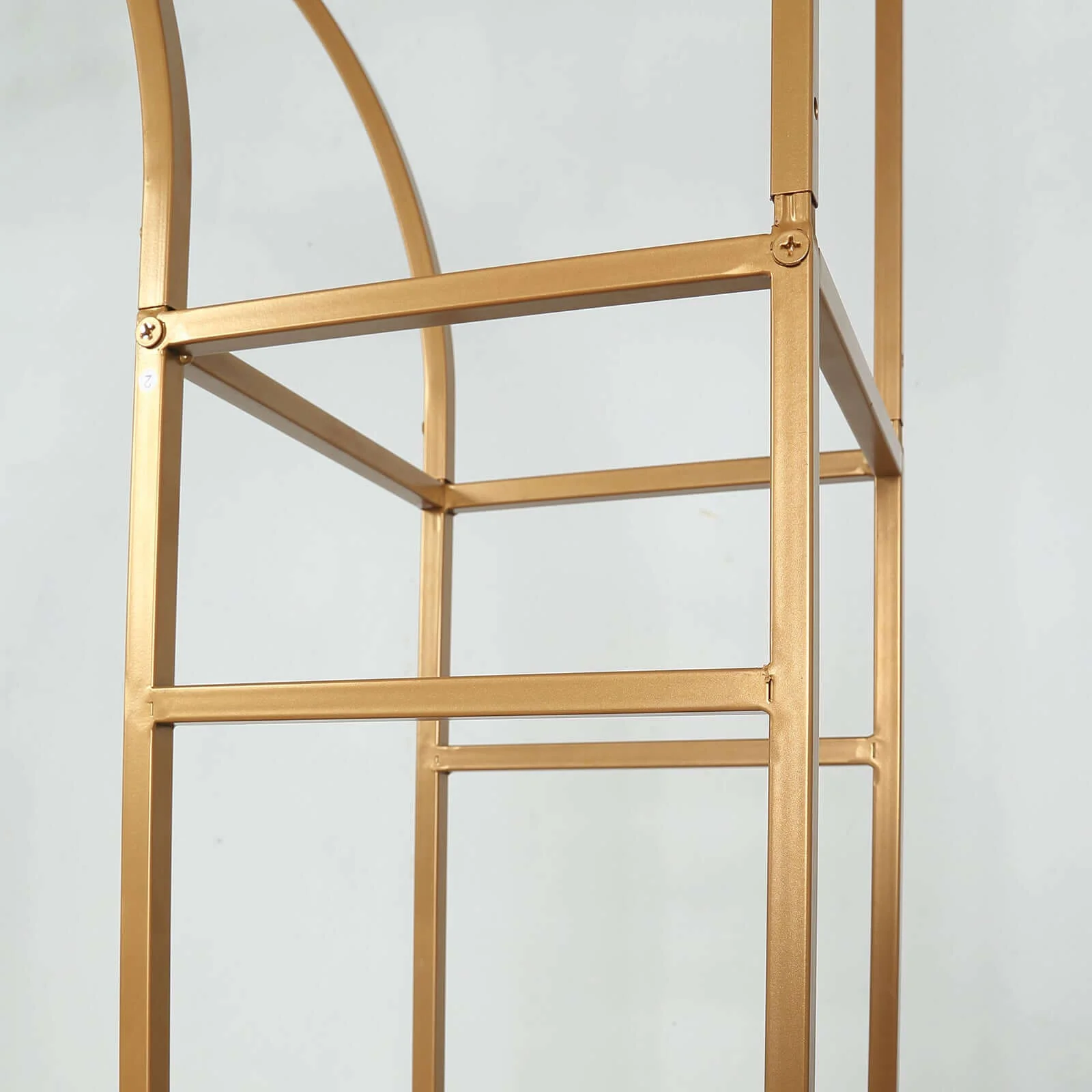 Heavy Duty Gold Metal Rectangular Wedding Arch in Arc de Triomphe Style, 3D Floral Balloon Frame Backdrop Stand - 8ft - Image 7