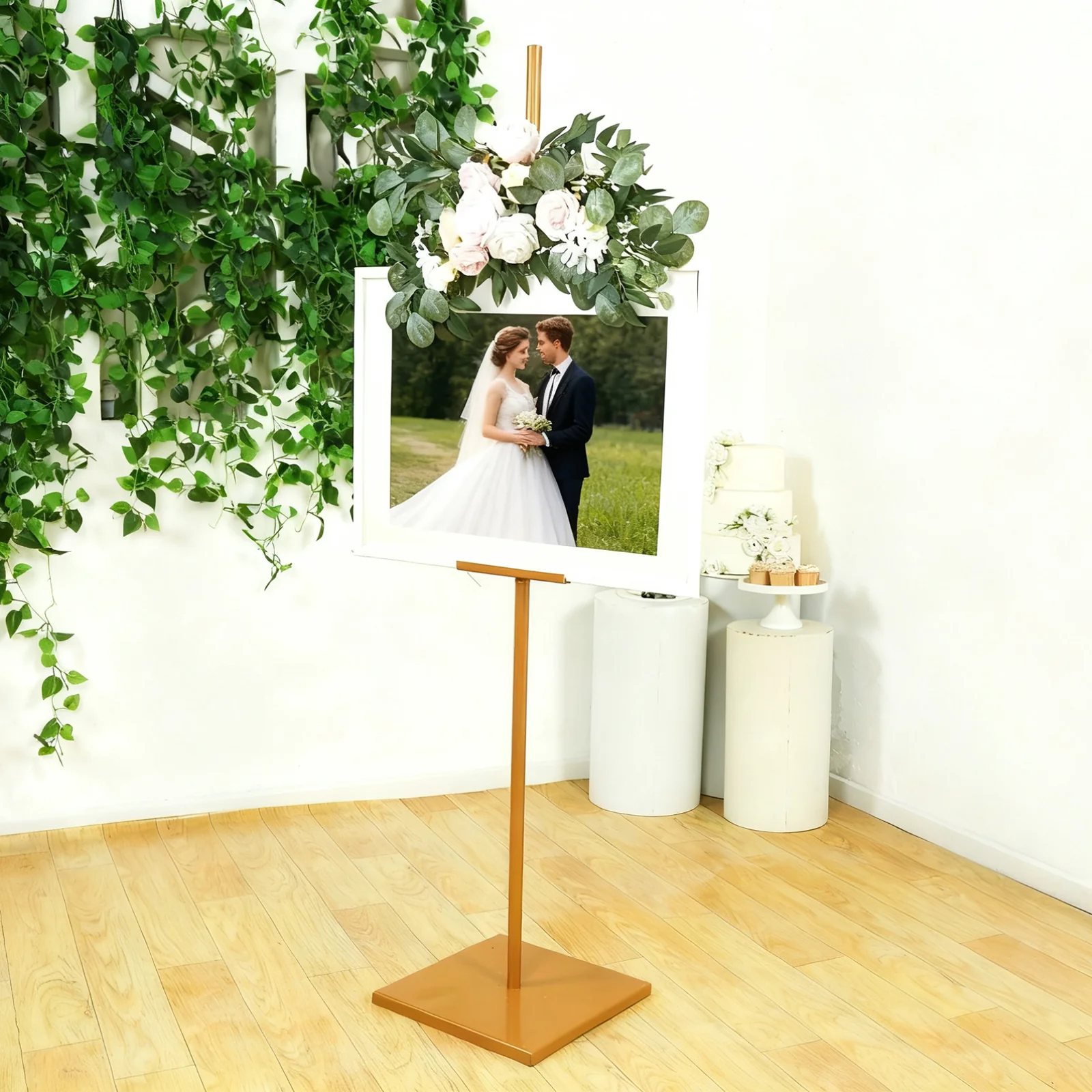 Heavy-Duty Gold Metal Floor Easel Stand - Adjustable 5.5ft Display Easel for Paintings, Frames & Artwork - Image 6