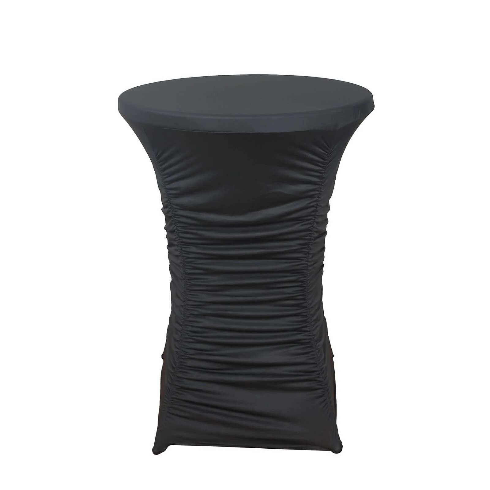 Heavy Duty Spandex Fitted Round Cocktail Table Cover 30" Black Ruched Pleated - Durable Stretch Tablecloth - Image 7