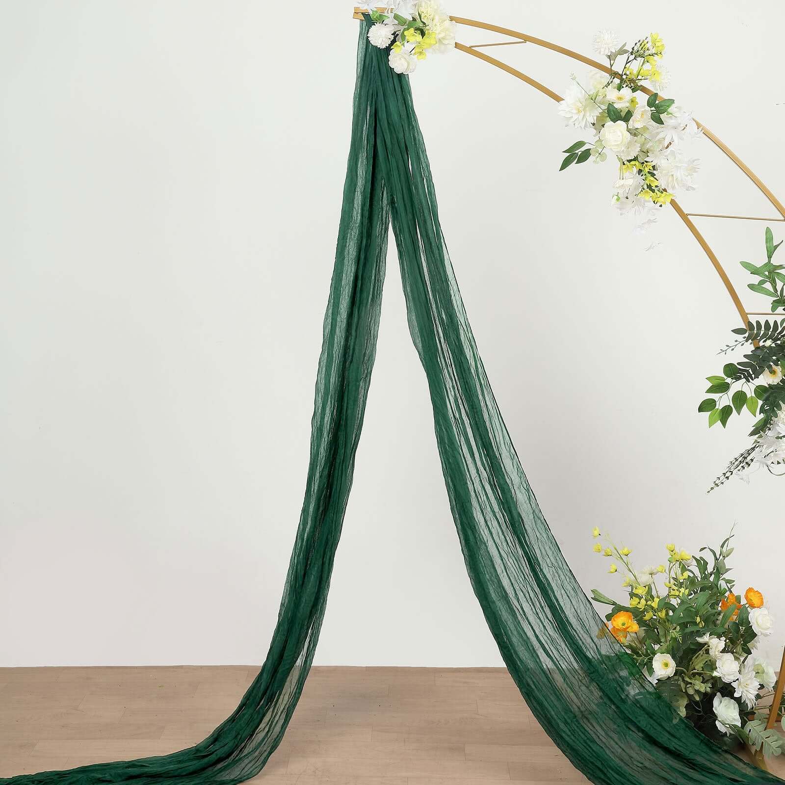 Hunter Emerald Green Gauze Cheesecloth Draping Fabric Wedding Arch Decorations, Window Scarf Valance Drapes, Boho Arbor Long Curtain Panel 20ft - Image 2