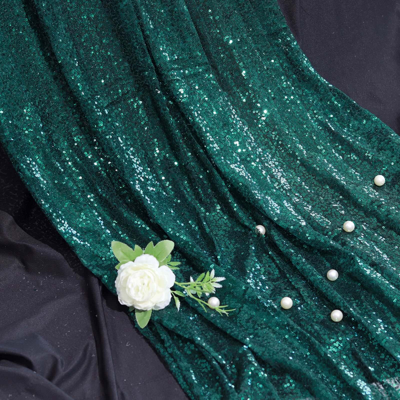 Hunter Emerald Green Sequin Fabric Bolt, Sparkly DIY Craft Fabric Roll 54"x4 Yards - Image 5