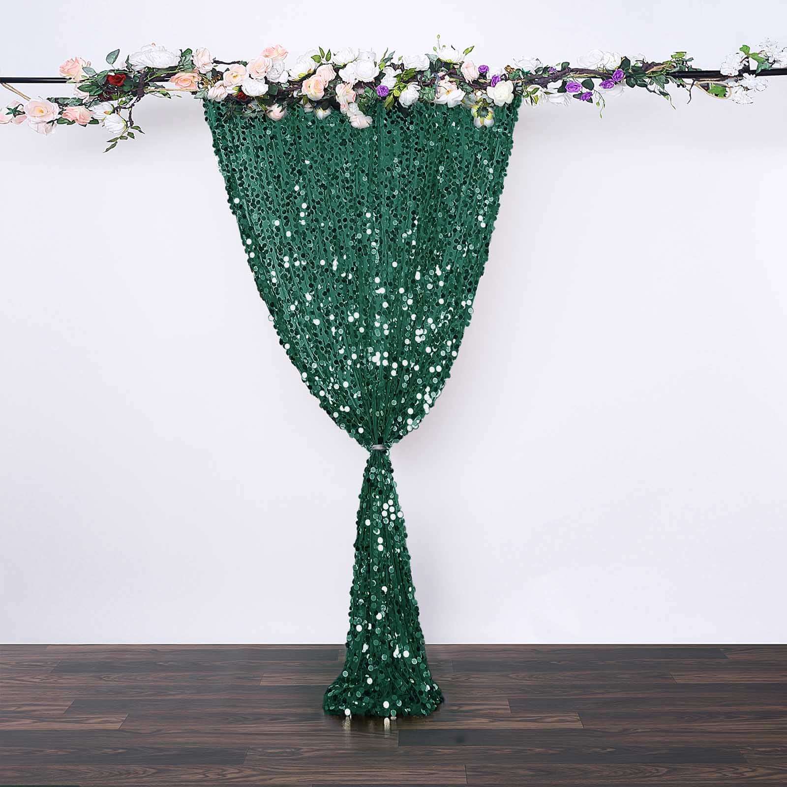 Hunter Emerald Green Big Payette Sequin Backdrop Drape Curtain, Photo Booth Event Divider Panel - 8ftx8ft - Image 2