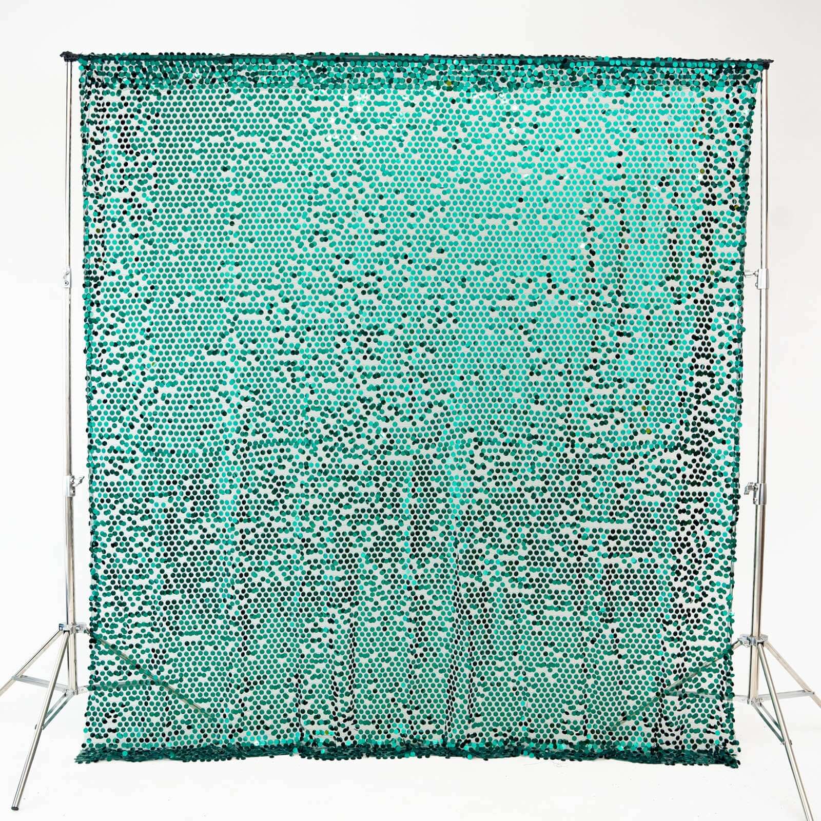 Hunter Emerald Green Big Payette Sequin Backdrop Drape Curtain, Photo Booth Event Divider Panel - 8ftx8ft - Image 6