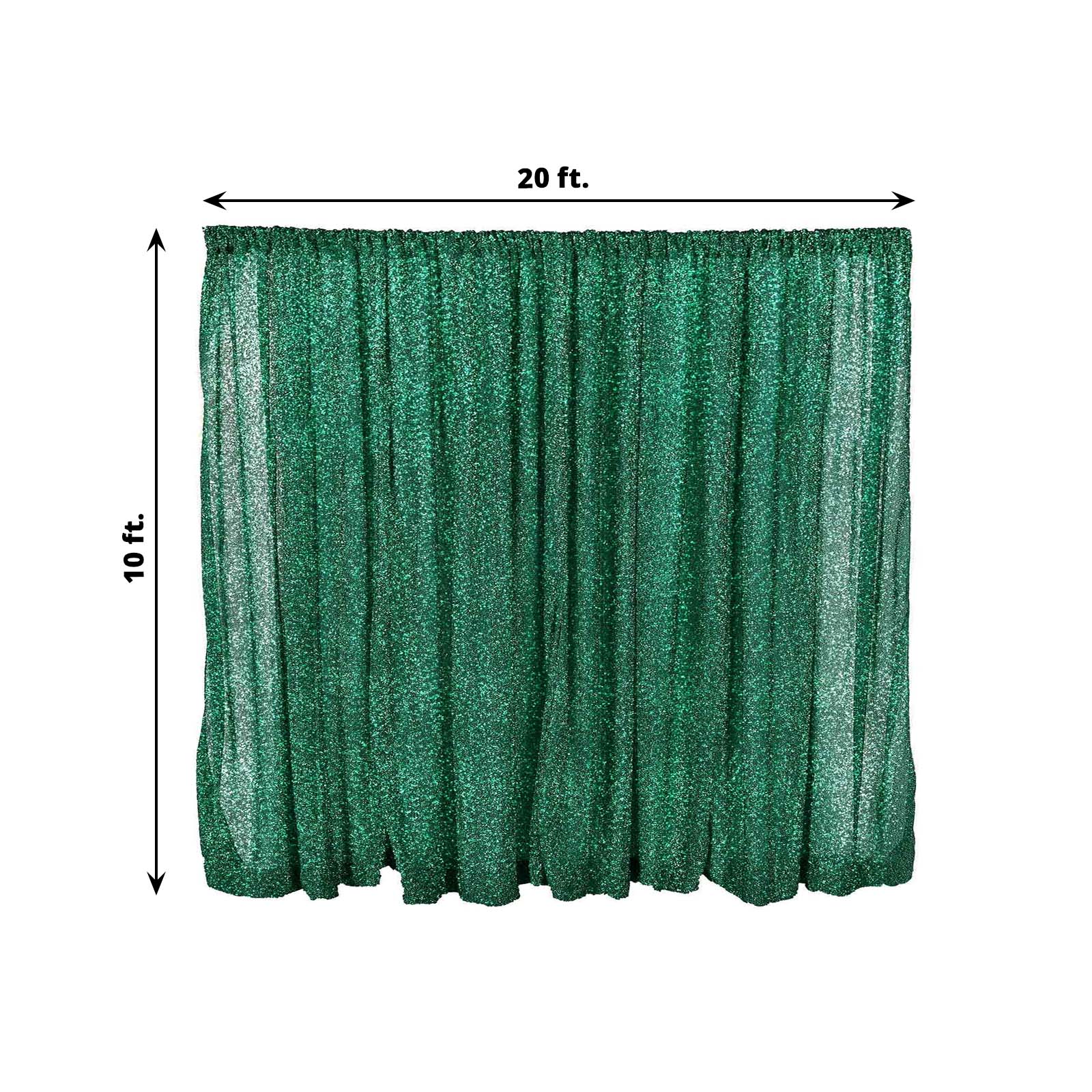 Hunter Emerald Green Metallic Shimmer Tinsel Backdrop Drape Curtain, Event Background Divider Panel - 20ftx10ft - Image 3