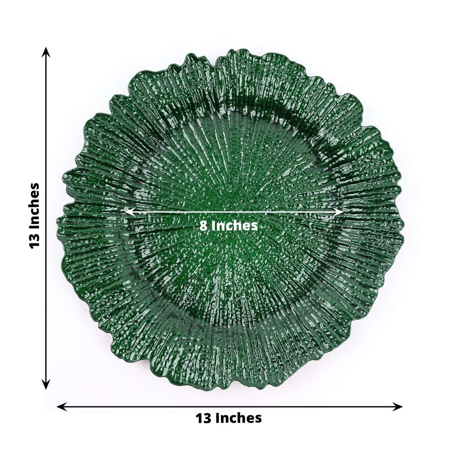 6-Pack Acrylic Plastic Charger Plates 13" Round Hunter Emerald Green Reef Design - Decorative Dinner Charger Tableware - Image 3