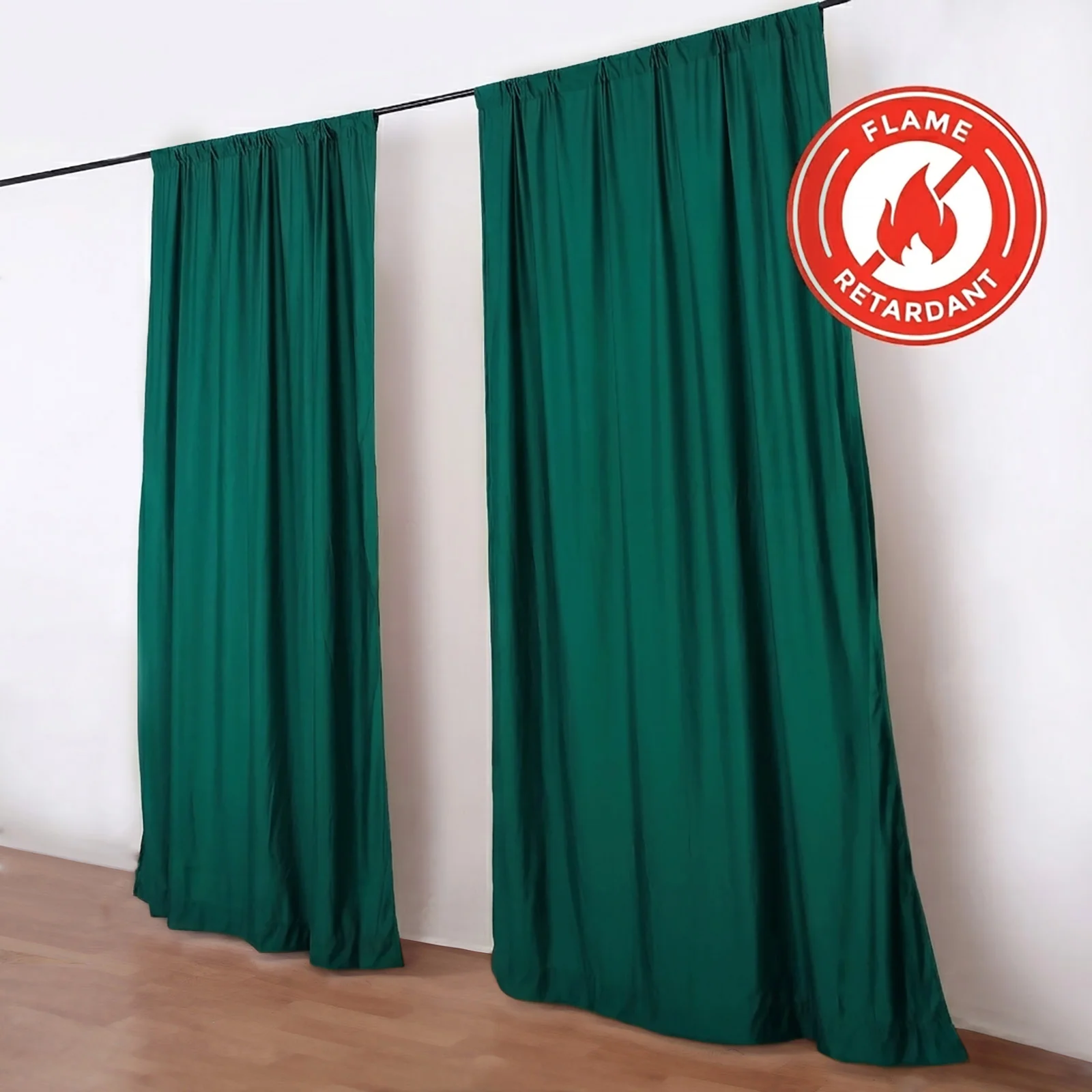 2 Pack 5ftx10ft Hunter Emerald Green Scuba Polyester Backdrop Drape Curtains, Durable Flame Resistant Event Divider Panels Wrinkle Free With Rod Pockets - Image 7