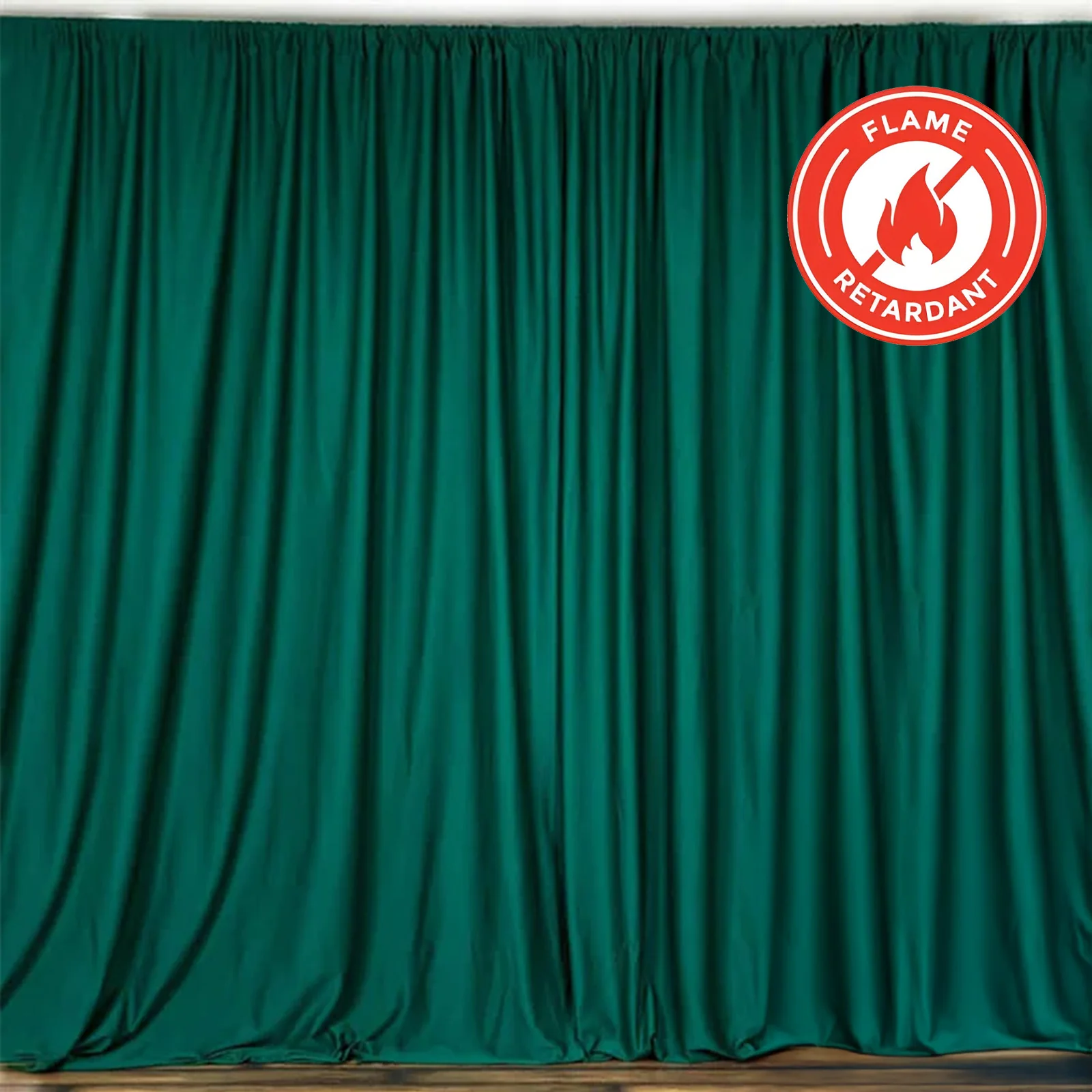2 Pack 5ftx10ft Hunter Emerald Green Scuba Polyester Backdrop Drape Curtains, Durable Flame Resistant Event Divider Panels Wrinkle Free With Rod Pockets - Image 8