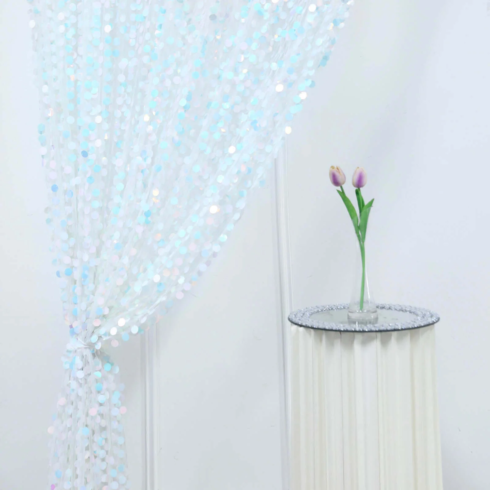 Iridescent Blue Big Payette Sequin Backdrop Drape Curtain, Photo Booth Event Divider Panel - 8ftx8ft - Image 8