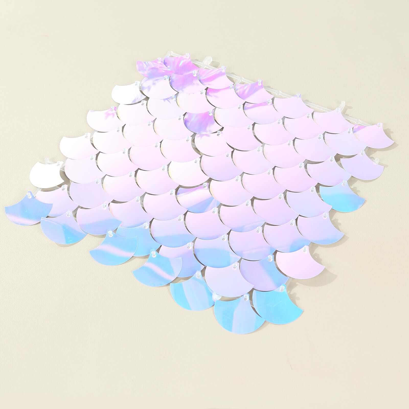 Iridescent Blue Mermaid Scales Sequin Shimmer Wall Photo Backdrop Panels, Shiny Party Wall Art Décor 24 Panels - 24sq.ft - Image 2