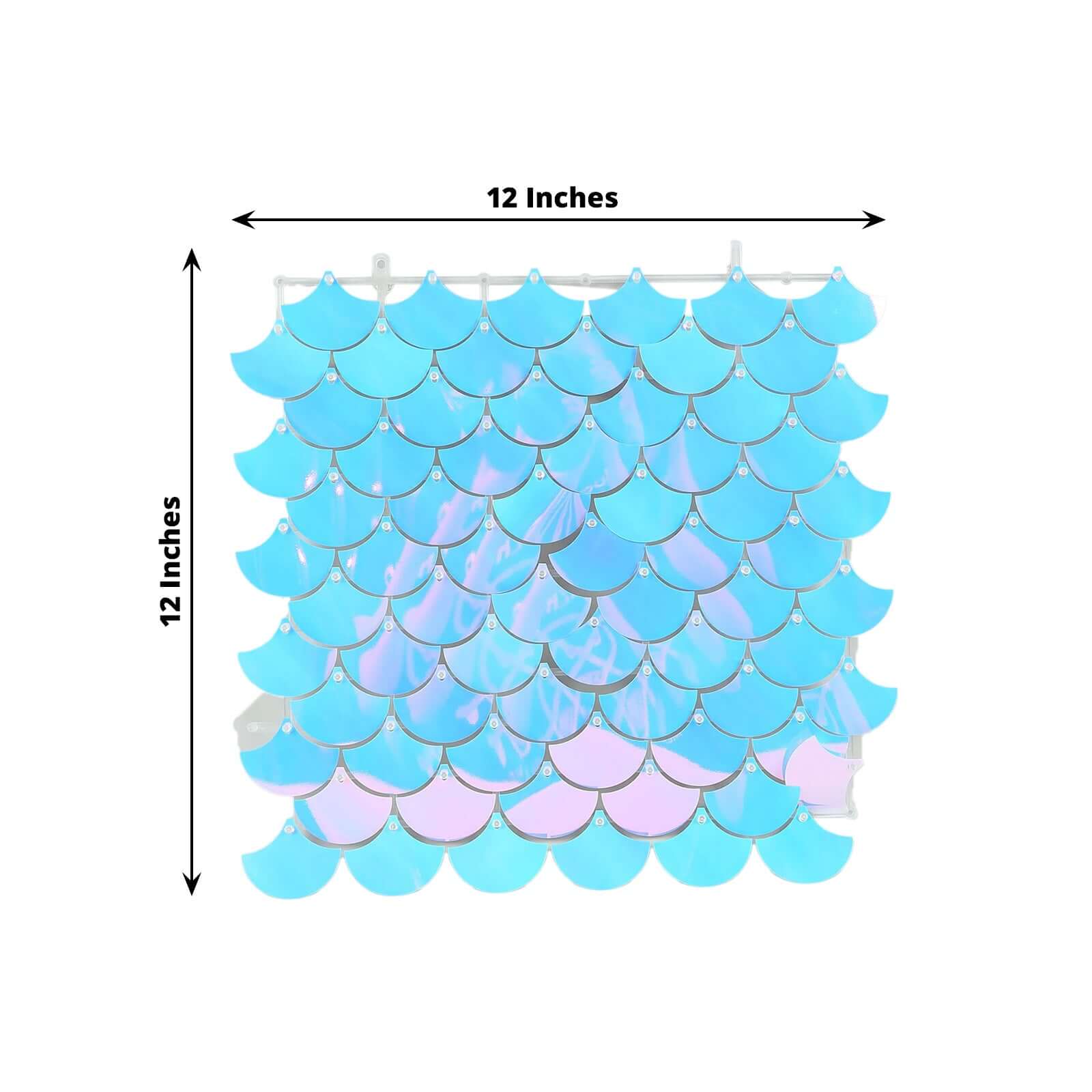 Iridescent Blue Mermaid Scales Sequin Shimmer Wall Photo Backdrop Panels, Shiny Party Wall Art Décor 24 Panels - 24sq.ft - Image 3