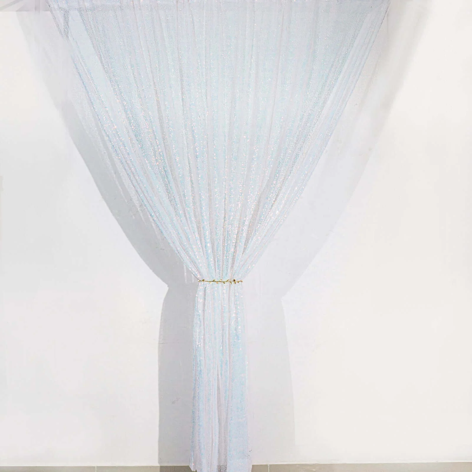Iridescent Blue Sequin Backdrop Drape Curtain, Photo Booth Event Divider Panel - 8ftx8ft - Image 3