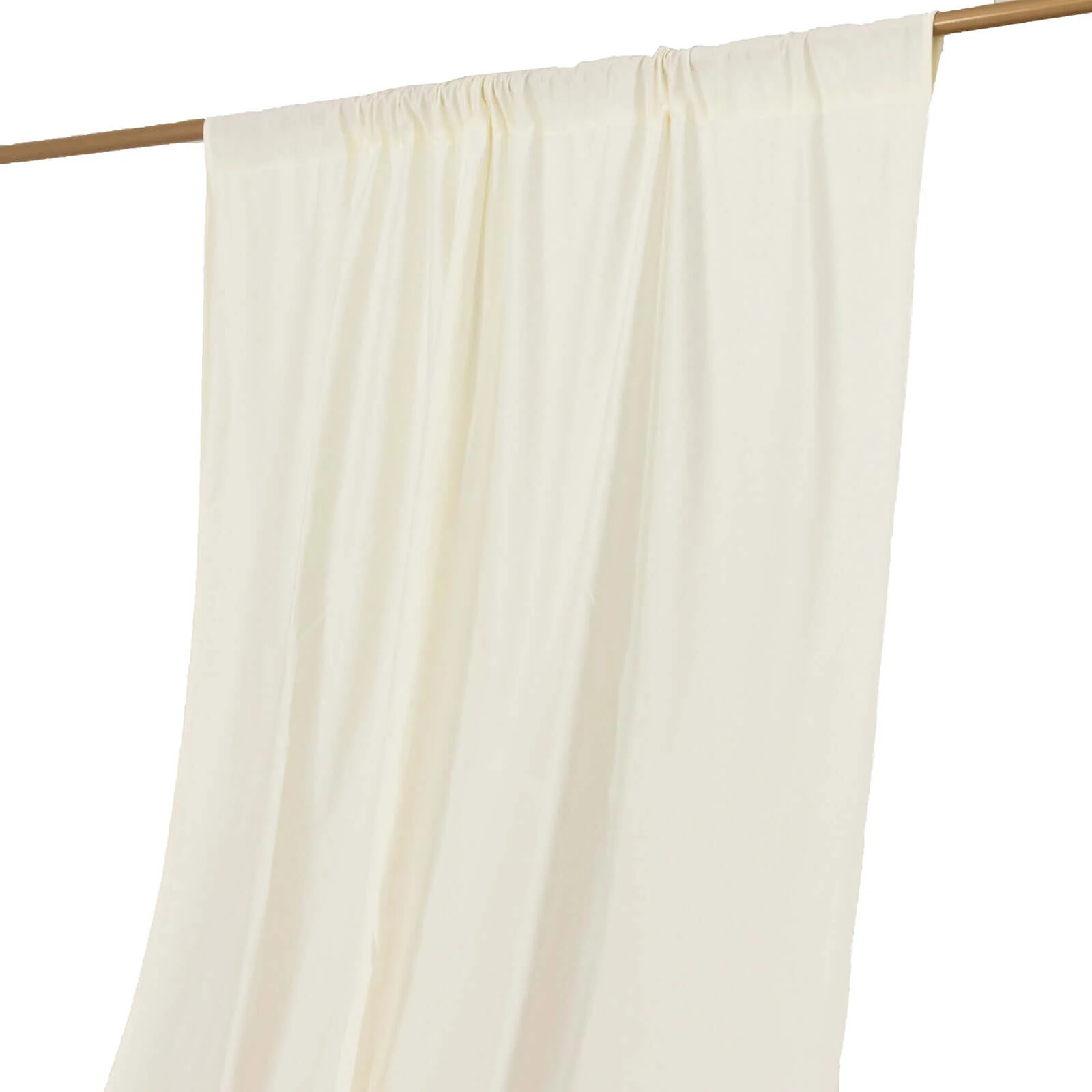 Ivory Scuba Polyester Backdrop Drape Curtain, Durable Flame Resistant Event Divider Panel Wrinkle Free With Rod Pockets - 5ftx14ft - Image 2