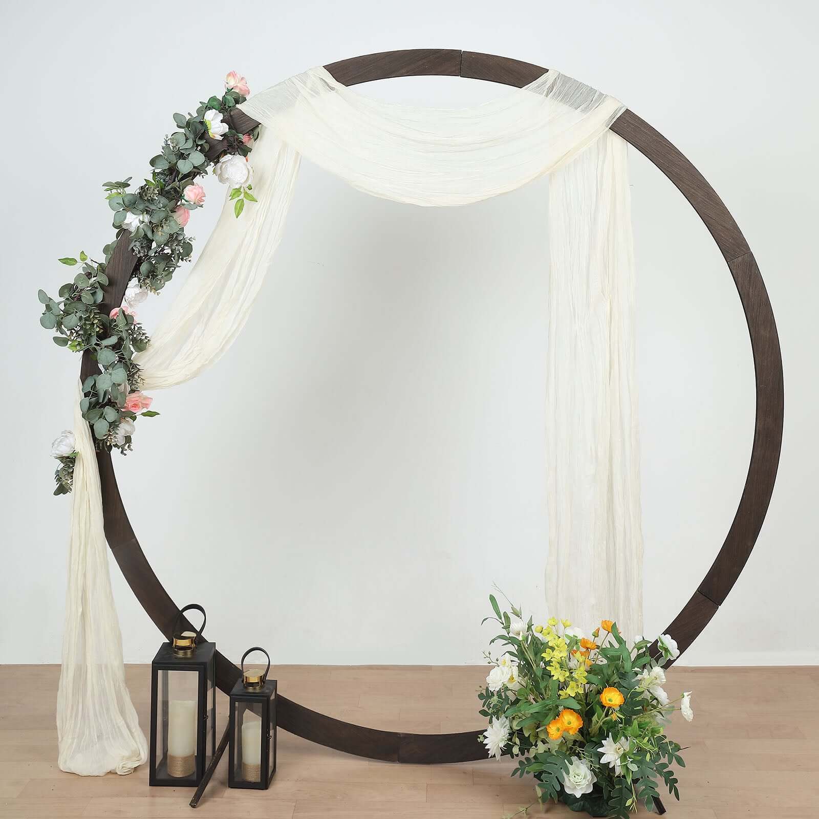 Ivory Gauze Cheesecloth Draping Fabric Wedding Arch Decorations, Window Scarf Valance Drapes, Boho Arbor Long Curtain Panel 20ft