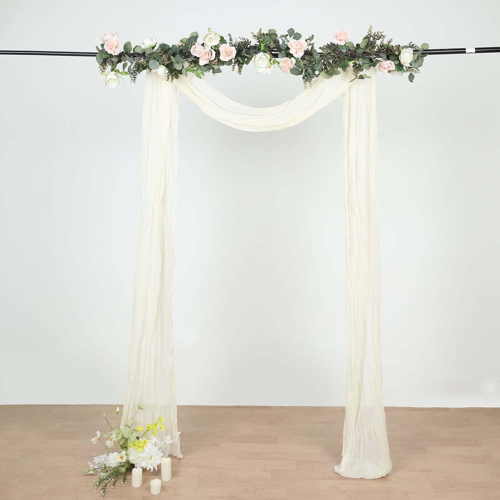 Ivory Gauze Cheesecloth Draping Fabric Wedding Arch Decorations, Window Scarf Valance Drapes, Boho Arbor Long Curtain Panel 20ft - Image 7