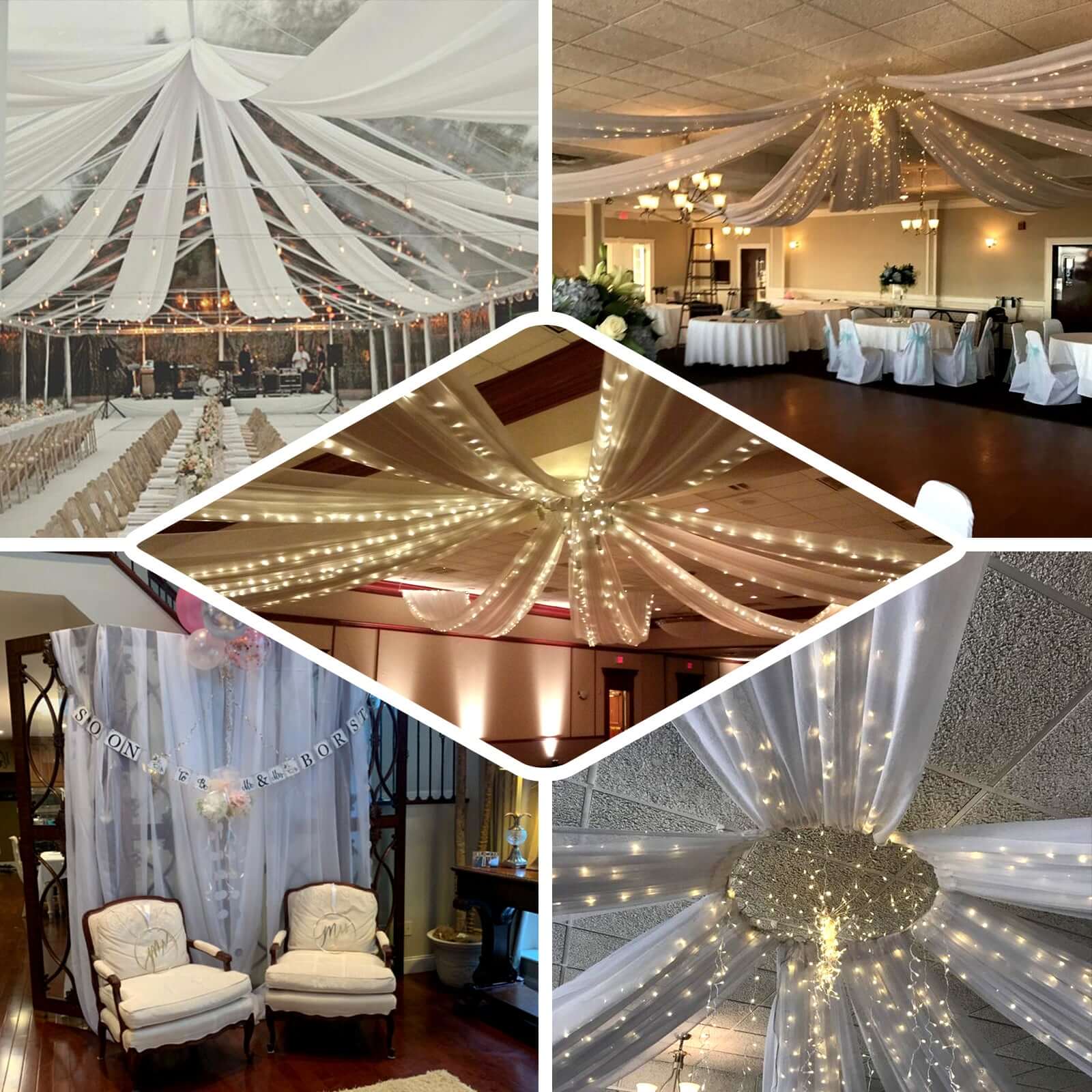 Ivory Sheer Durable Flame Resistant Ceiling/Curtain Draping Panels 10ftx20ft - Image 4