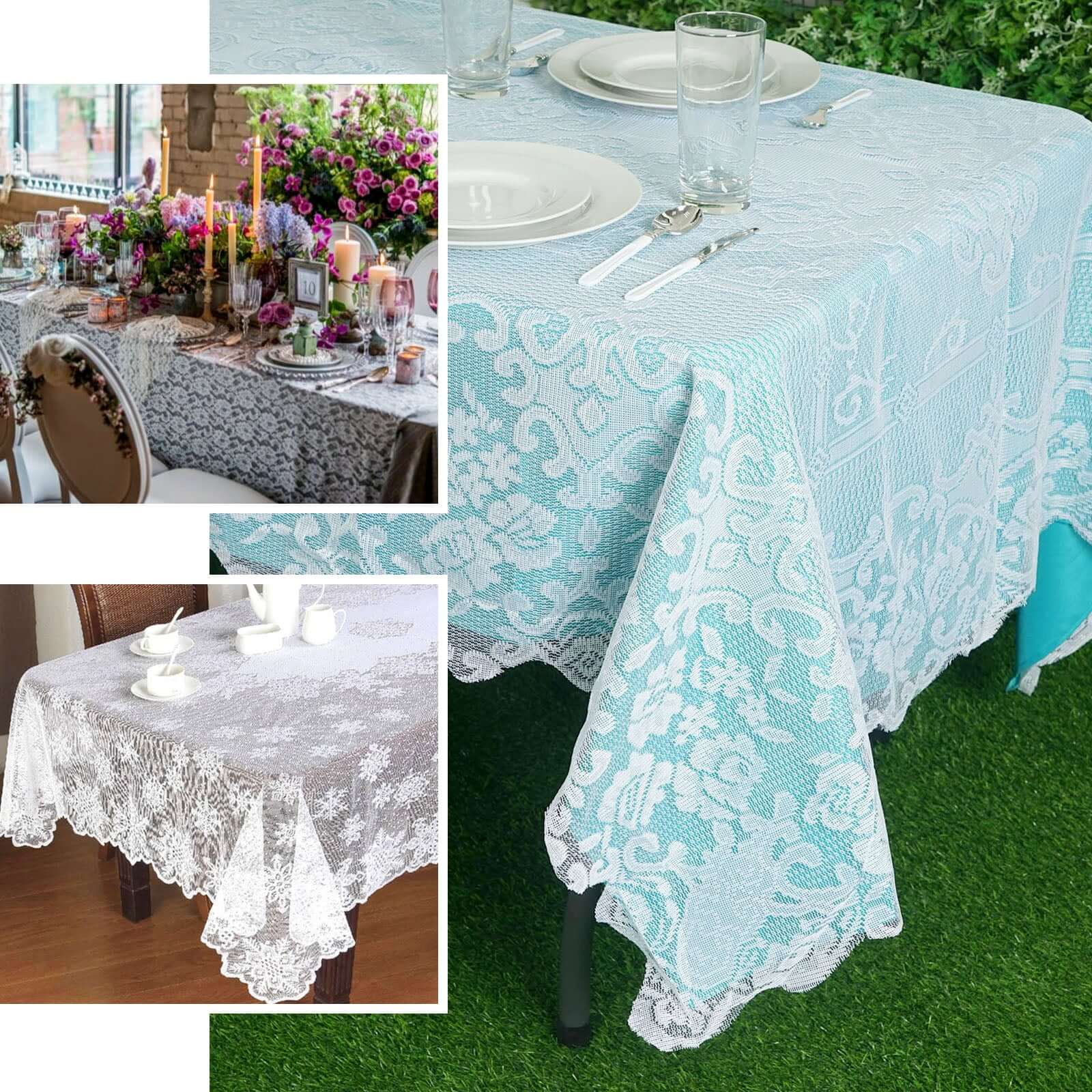 Lace Rectangular Oblong Tablecloth 60"x108" White with Premium Design - Perfect for Dining and Gatherings - Image 5