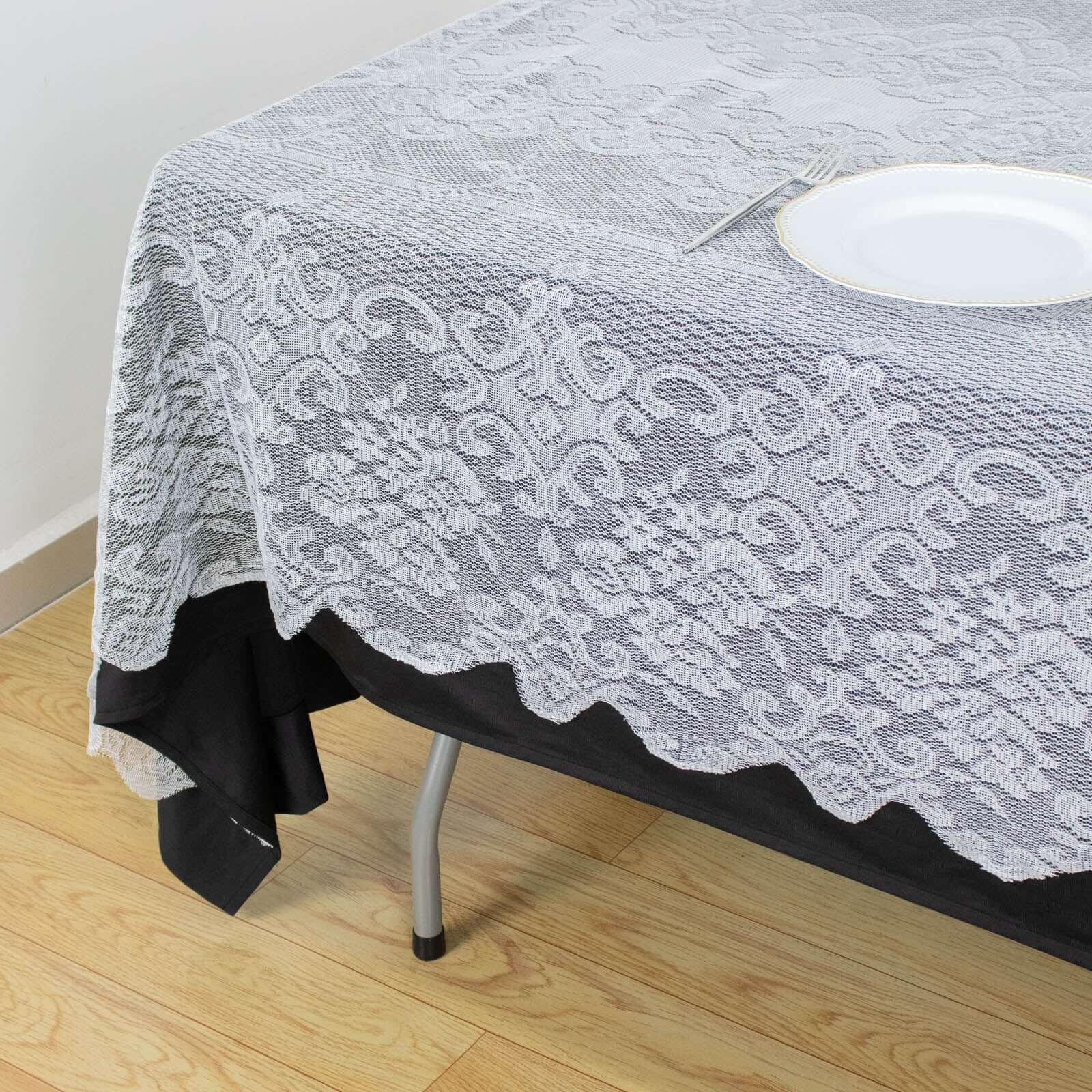 Lace Rectangular Oblong Tablecloth 60"x108" White with Premium Design - Perfect for Dining and Gatherings - Image 6