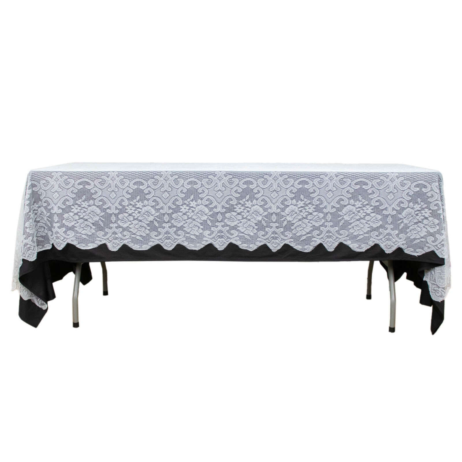 Lace Rectangular Oblong Tablecloth 60"x108" White with Premium Design - Perfect for Dining and Gatherings - Image 7