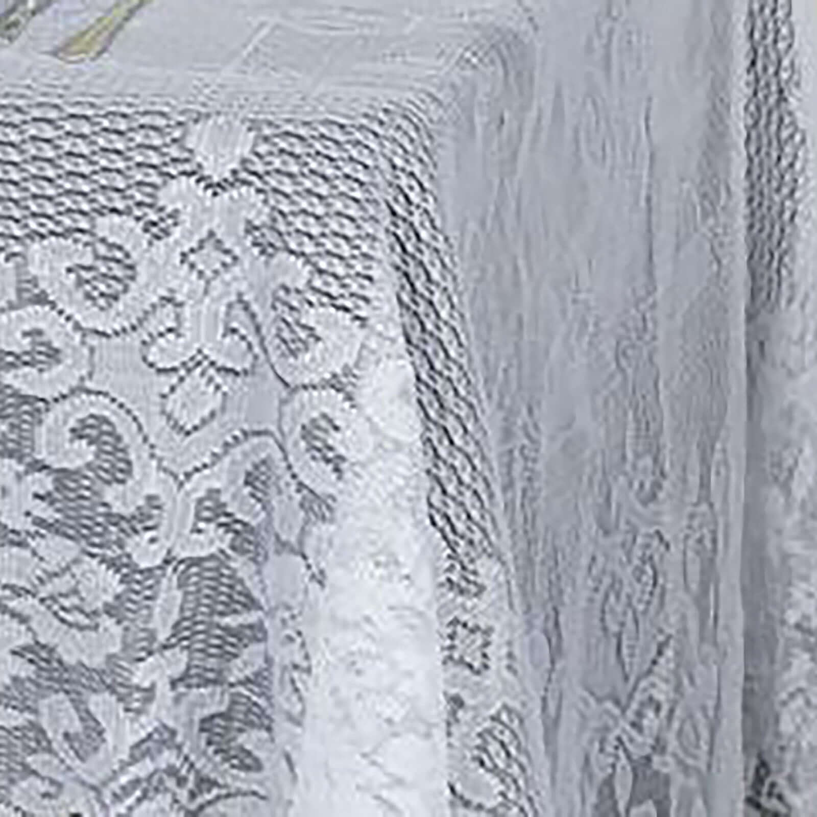 Lace Rectangular Oblong Tablecloth 60"x126" White with Premium Design - Perfect for Weddings and Receptions - Image 4