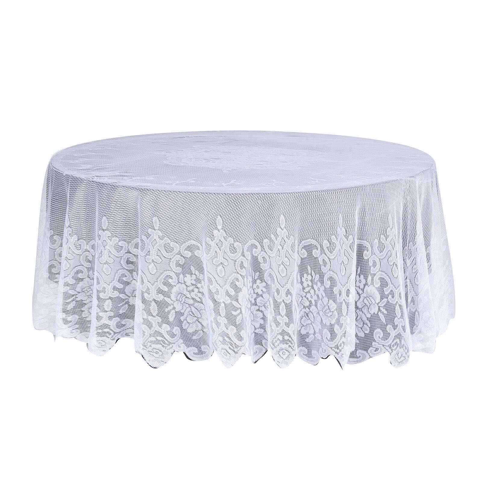 Lace Round Tablecloth 108" White with Premium Design - Perfect for Special Gatherings - Image 6