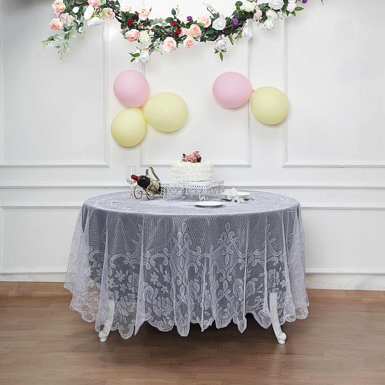Lace Round Tablecloth 90" White with Premium Design - Perfect for Both Casual and Formal Occasions - Image 2