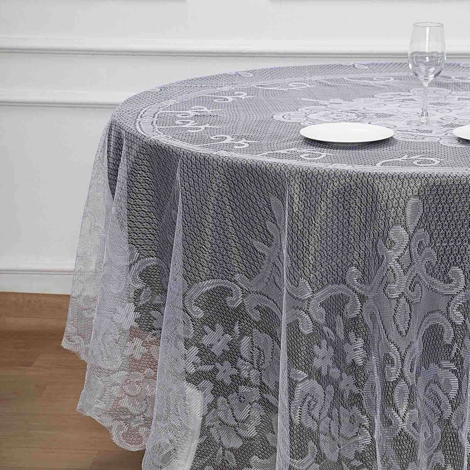 Lace Round Tablecloth 90" White with Premium Design - Perfect for Both Casual and Formal Occasions - Image 6