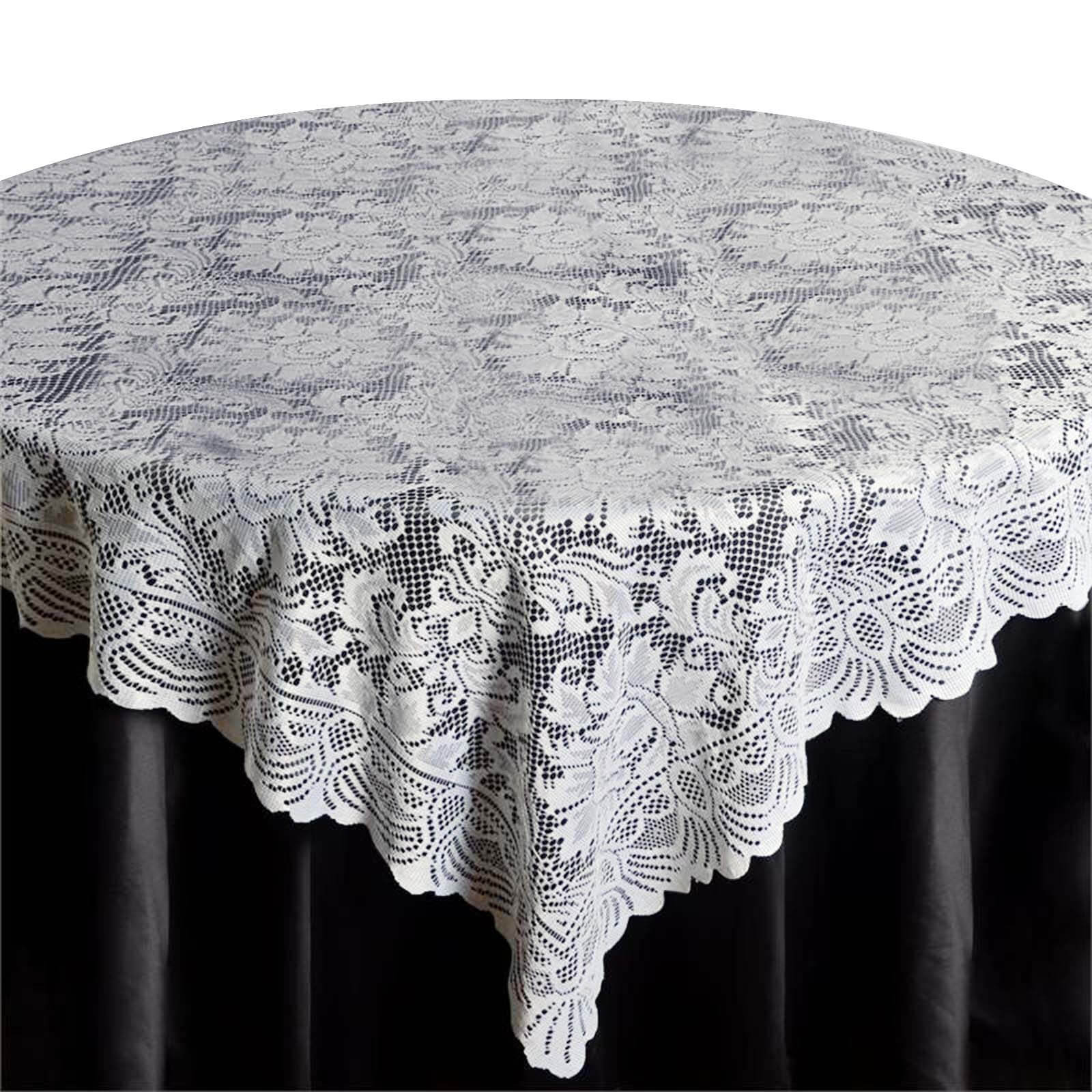 Lace Square Table Overlay 72"x72" Ivory - Victorian Design Table Topper - Image 3