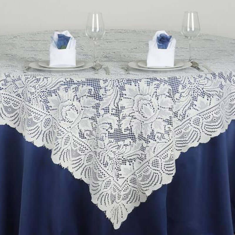 Lace Table Overlay 90"x90" Ivory - Classic Table Topper - Image 2