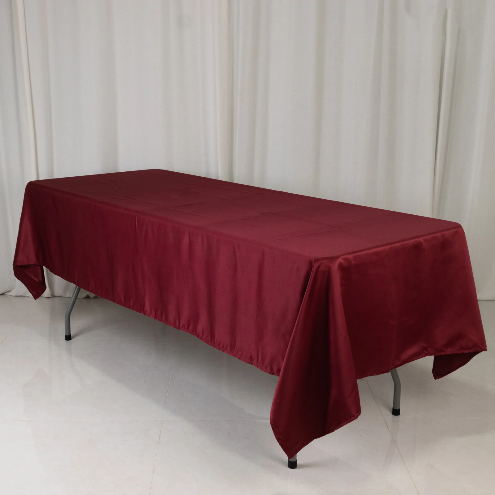 Lamour Satin Rectangle Tablecloth 60"x102" Burgundy - Wrinkle Resistant Table Cover