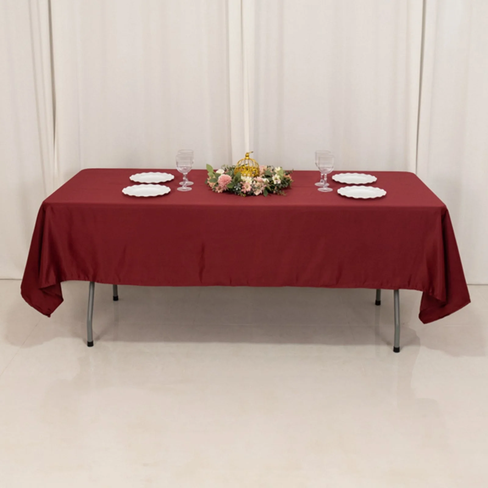 Lamour Satin Rectangle Tablecloth 60"x102" Burgundy - Wrinkle Resistant Table Cover - Image 6