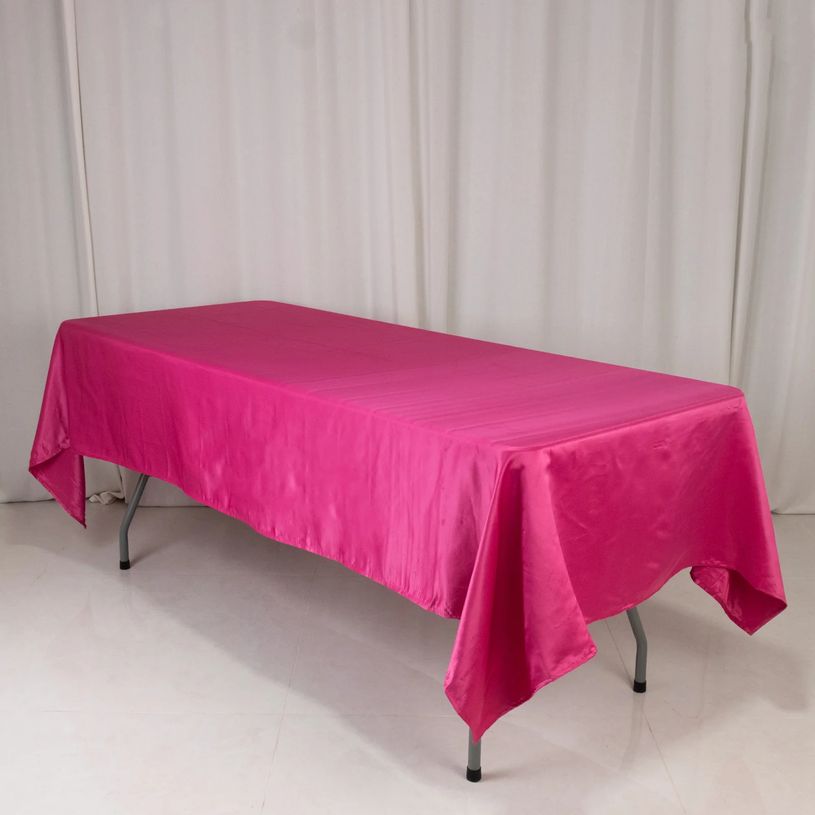 Lamour Satin Rectangle Tablecloth 60"x102" Fuchsia - Wrinkle Resistant Table Cover