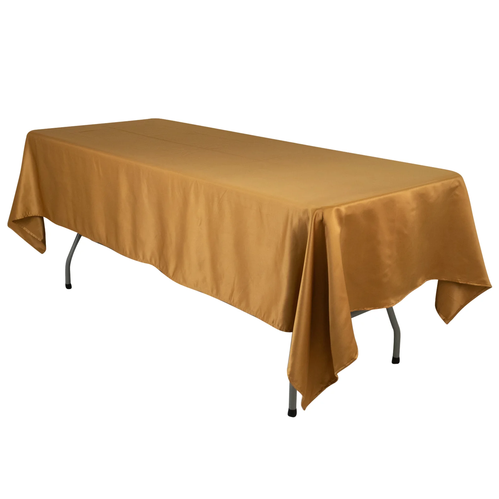 Lamour Satin Rectangle Tablecloth 60"x102" Gold - Soft and Wrinkle Resistant Table Cover for Weddings & Parties - Image 3