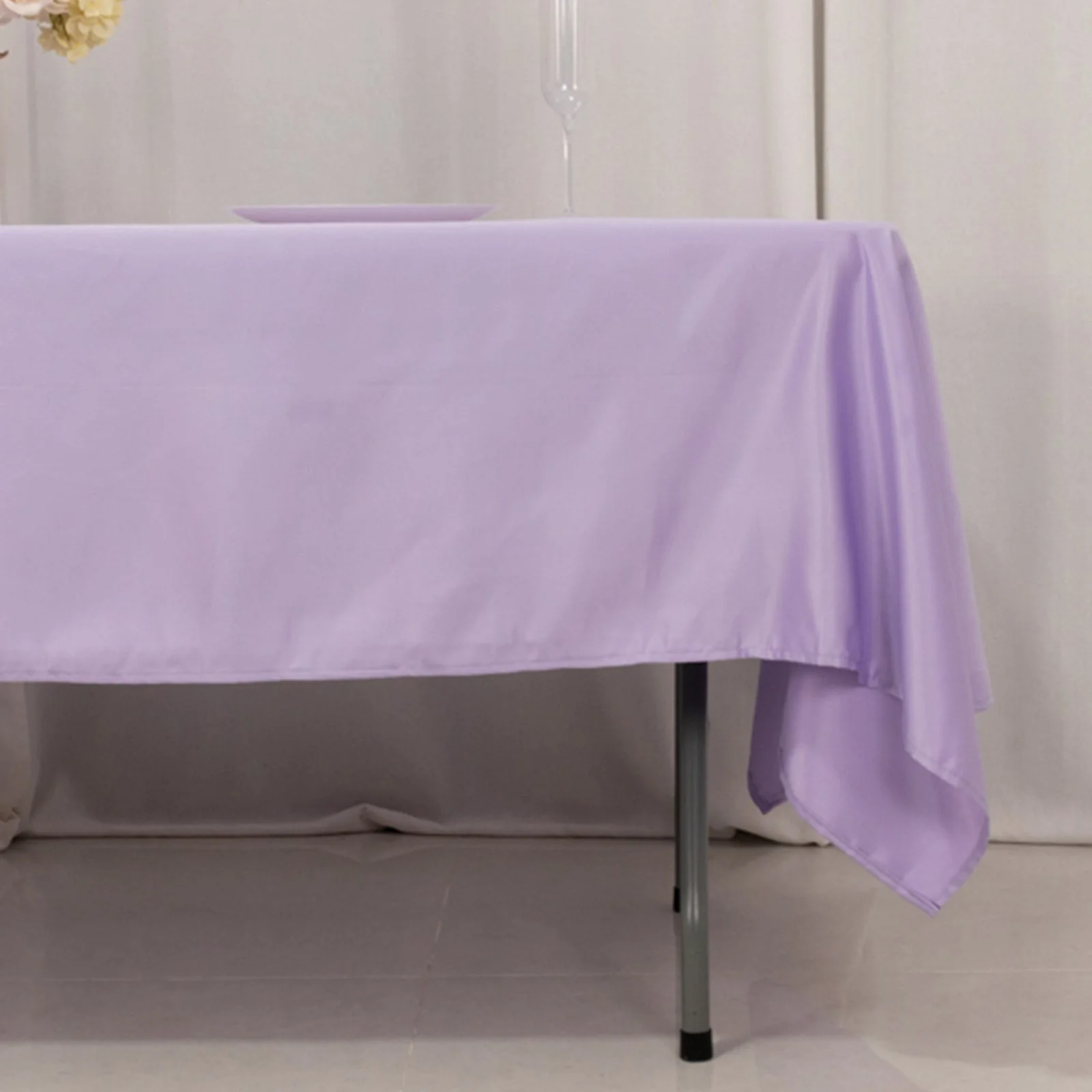 Lamour Satin Rectangle Tablecloth 60"x102" Lavender Lilac - Wrinkle Resistant Table Cover - Image 2